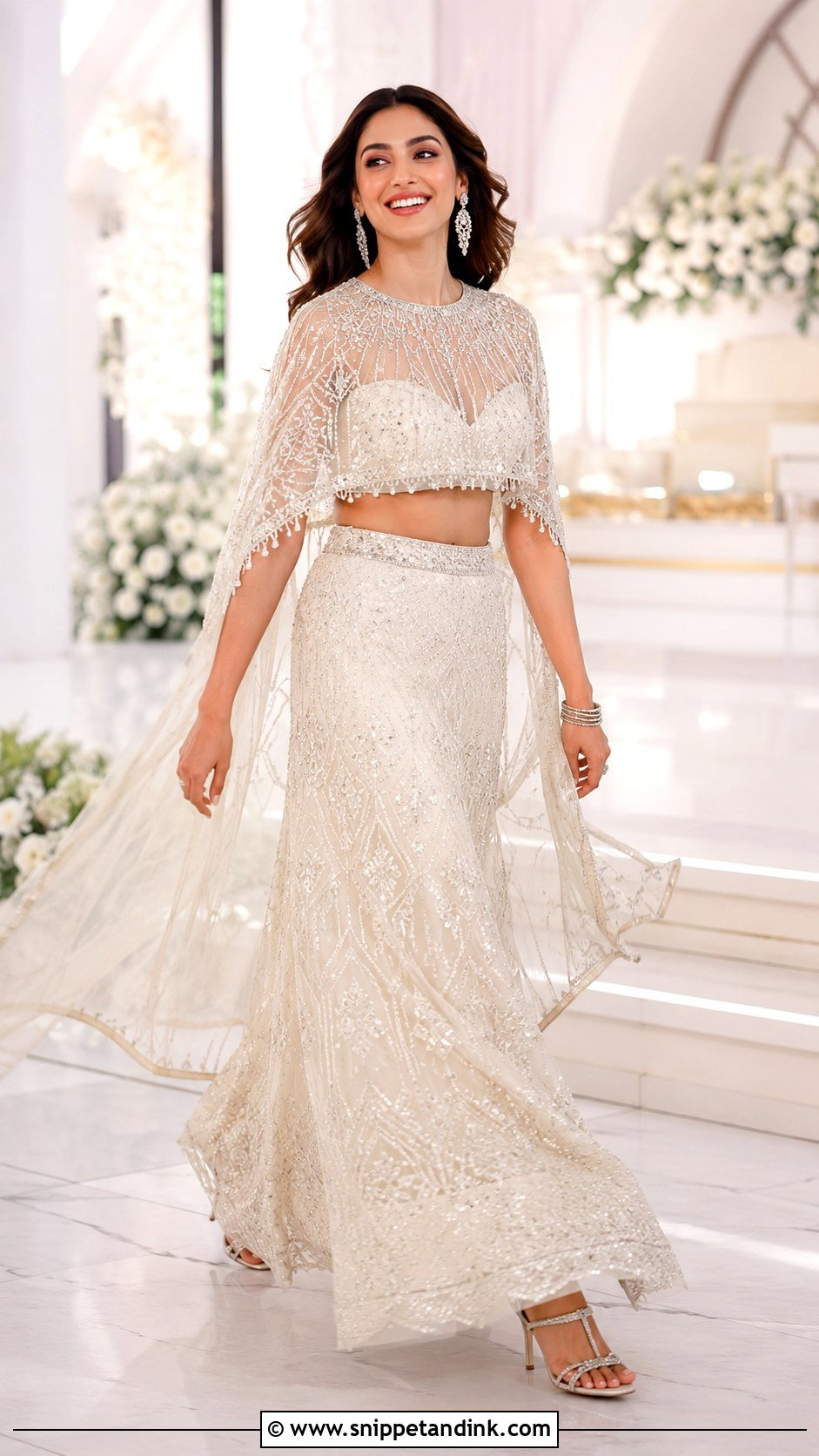 Cape Top and Bridal Lehenga Skirt - Snippet and Ink - 20 Bridal Skirt and Top Ideas