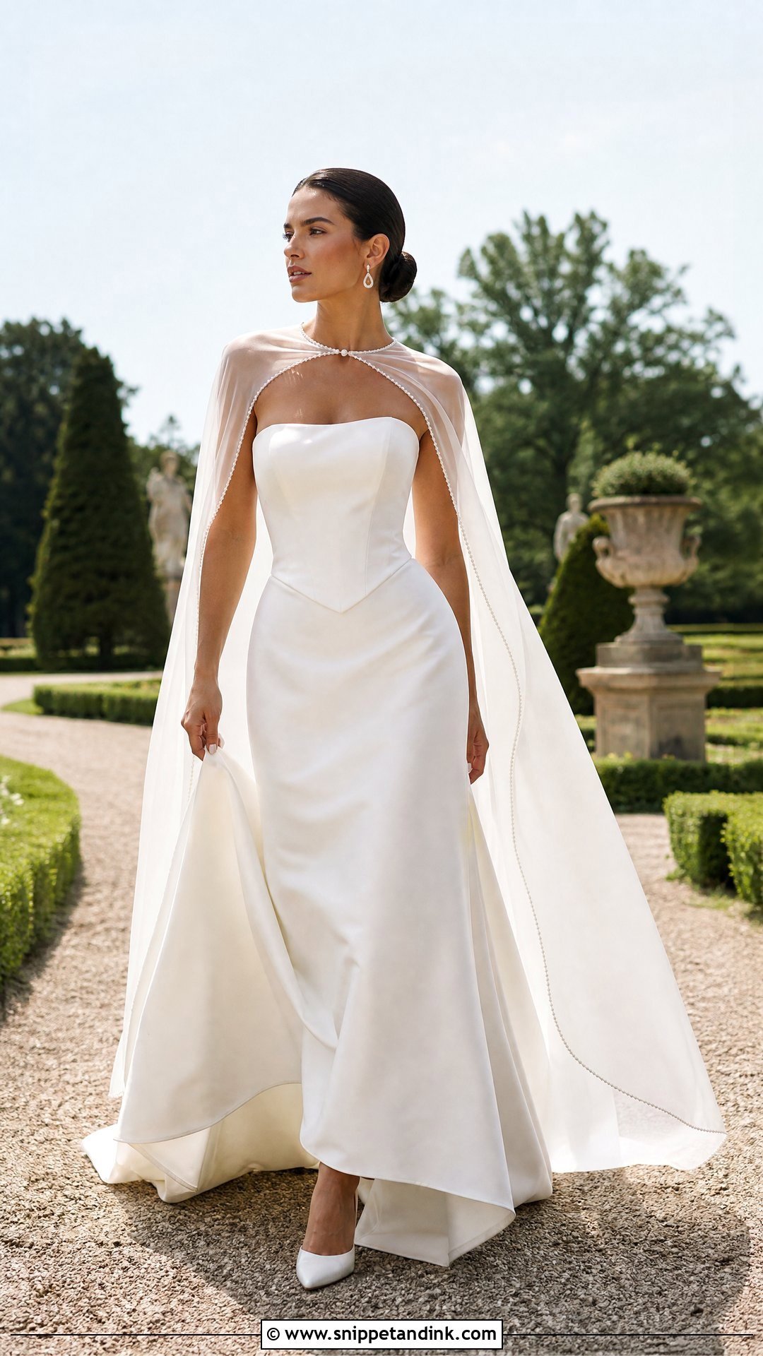 Cape Veil Basque Waist Wedding Dress - Snippet and Ink - 20 Vintage Basque Waist Wedding Dress Ideas