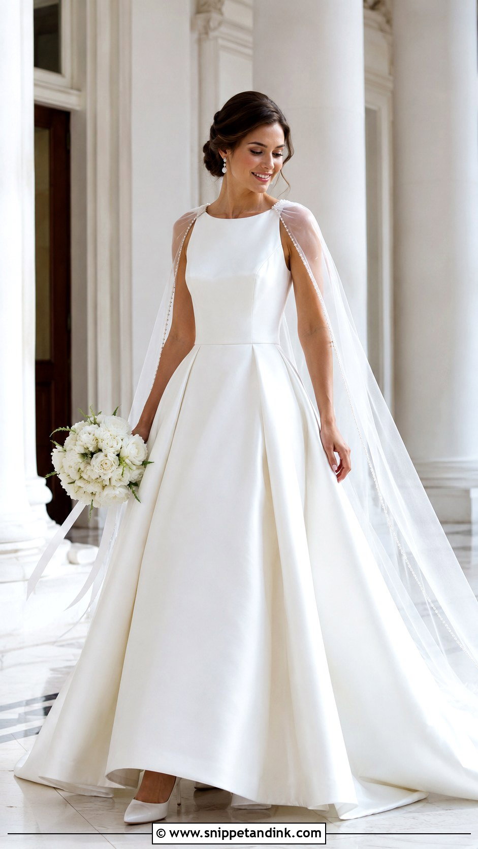 Cape Veil Princess Bridal Gown - Snippet and Ink - 20 Princess Bridal Gown Ideas