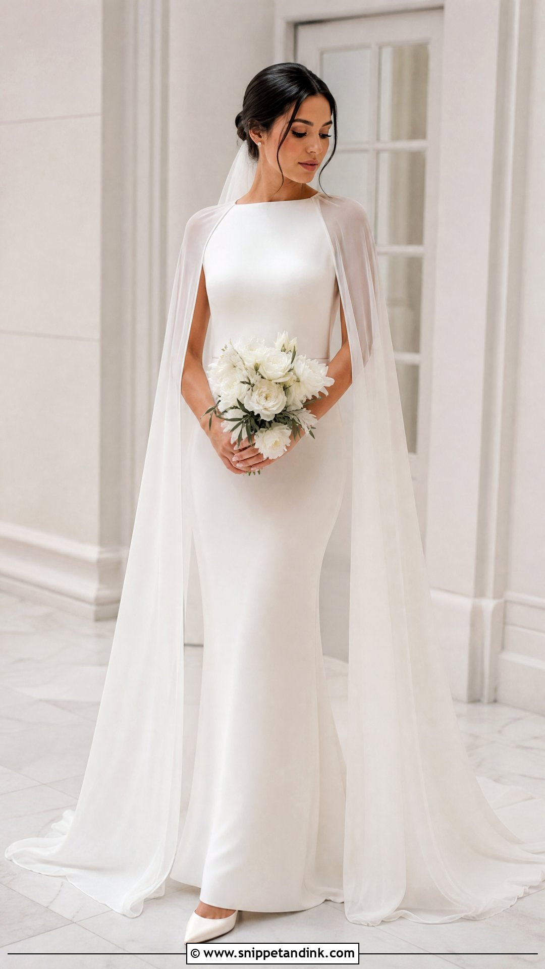 Cape Veil Wedding Dress - Snippet and Ink - 25 Romantic Classy Elegant Wedding Dress Ideas