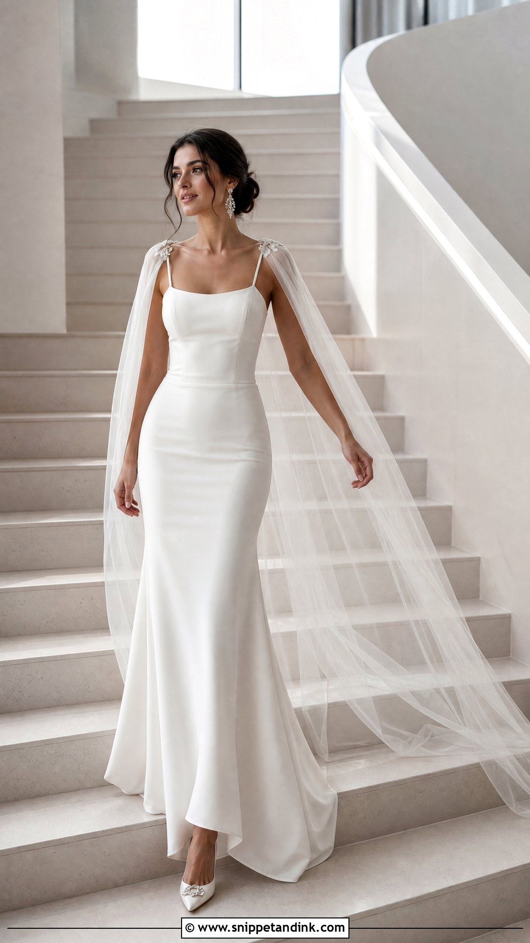 Cape Veil Wedding Dress - Snippet and Ink - 20 Romantic Dreamy Wedding Dress Ideas