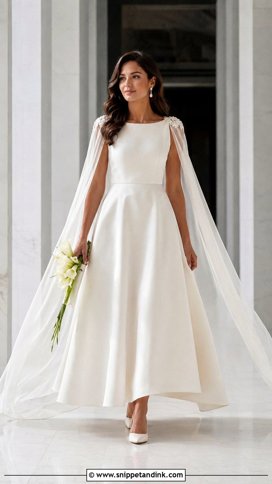 Cape Veil With Sleeveless Wedding Dress - Snippet and Ink - 20 Long Veils