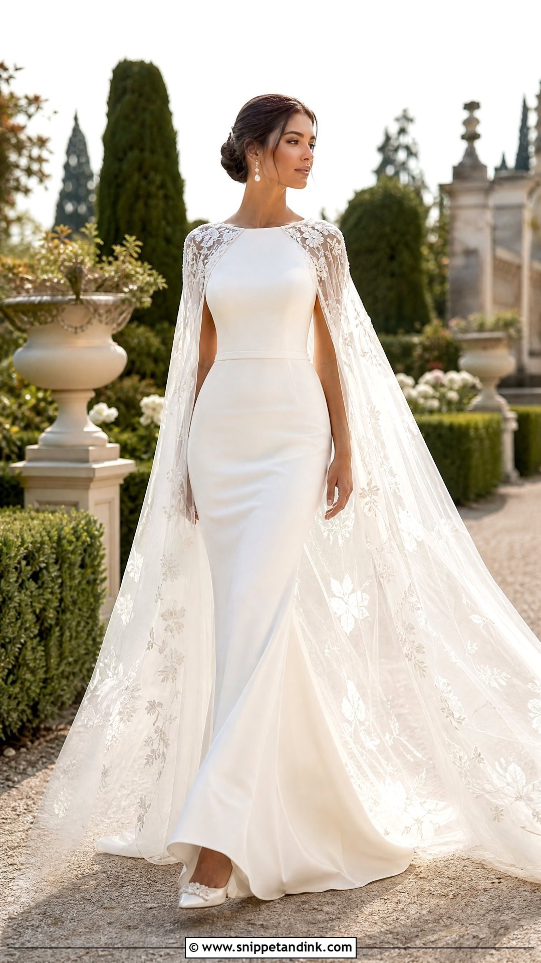 Cape Wedding Dress - Snippet and Ink - 25 Dreamy Romantic Elegant Wedding Dress Ideas