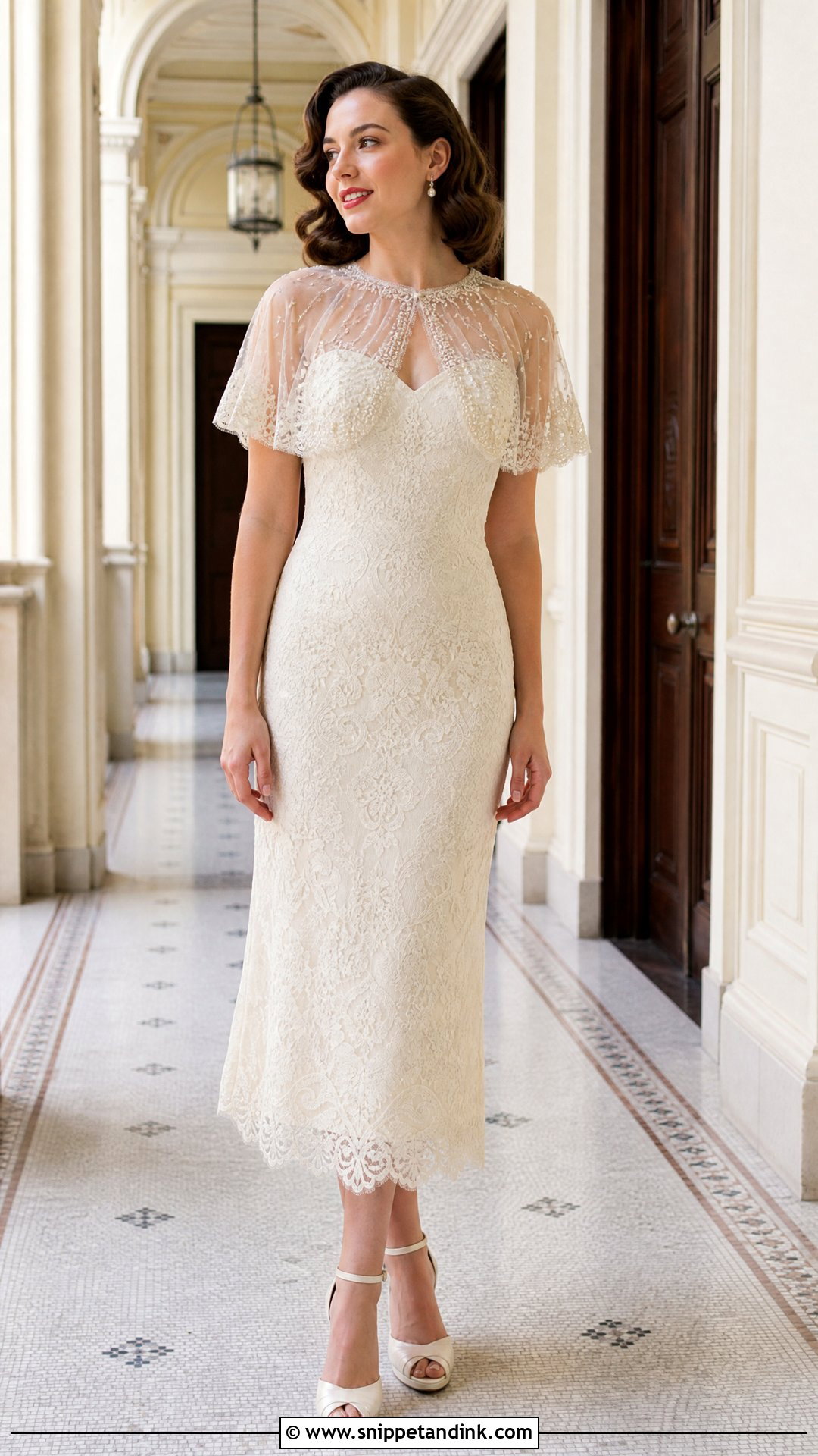 Capelet Bride Cape With Vintage Wedding Dress - Snippet and Ink - 25 Bride Cape Ideas