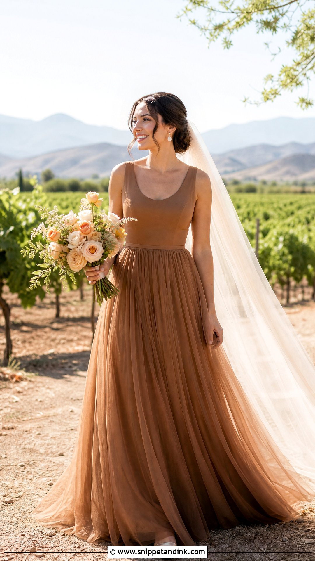 Caramel Brown A Line Wedding Dress - Snippet and Ink - 20 Brown Wedding Dresses