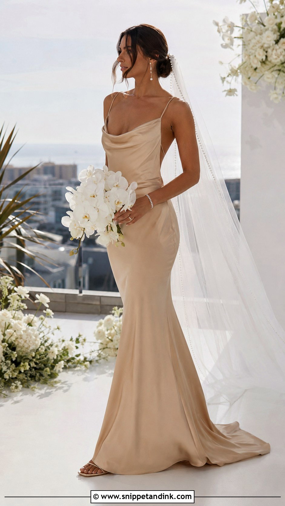 Caramel Silk Slip Wedding Dress - Snippet and Ink - 20 Light Brown Wedding Dress Ideas