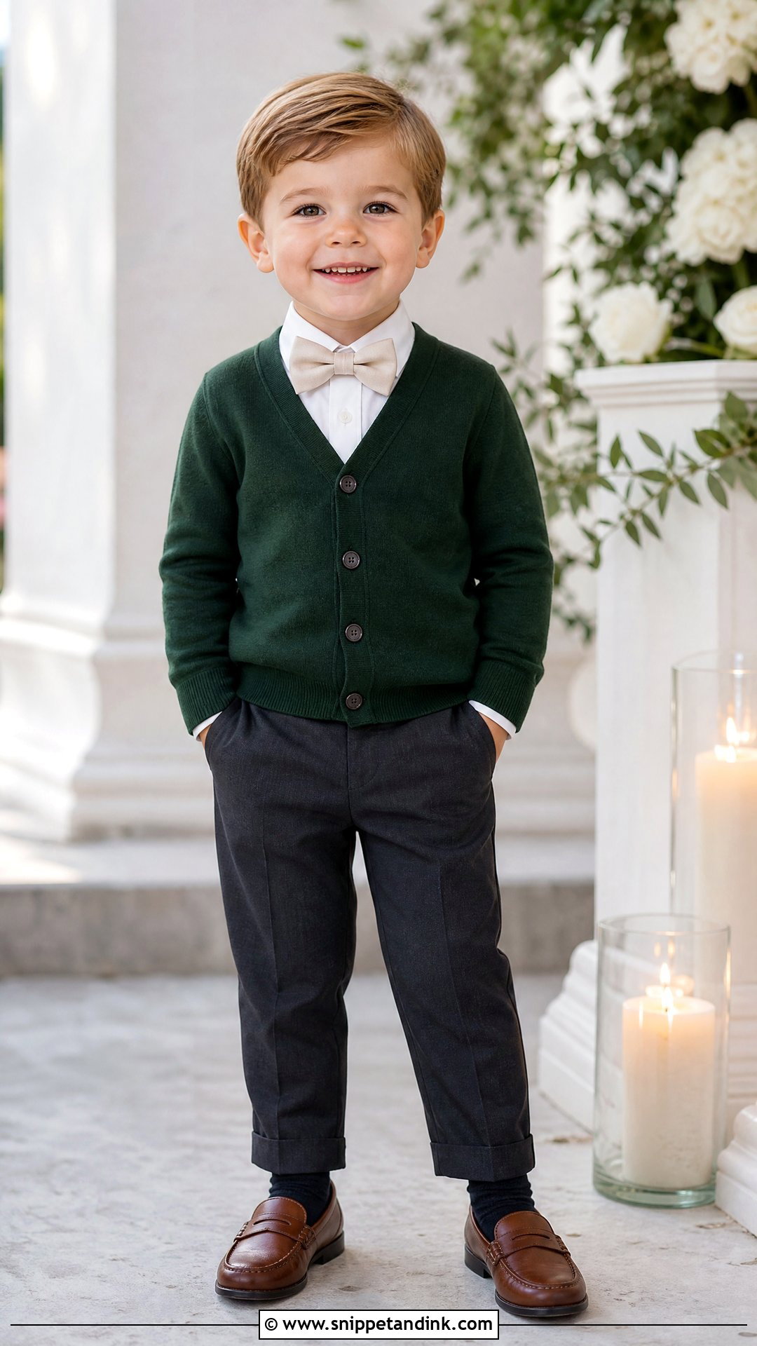 Cardigan And Dress Pants Toddler Ring Bearer Outfit - Snippet and Ink - 20 Toddler Ring Bearer Outfit Ideas