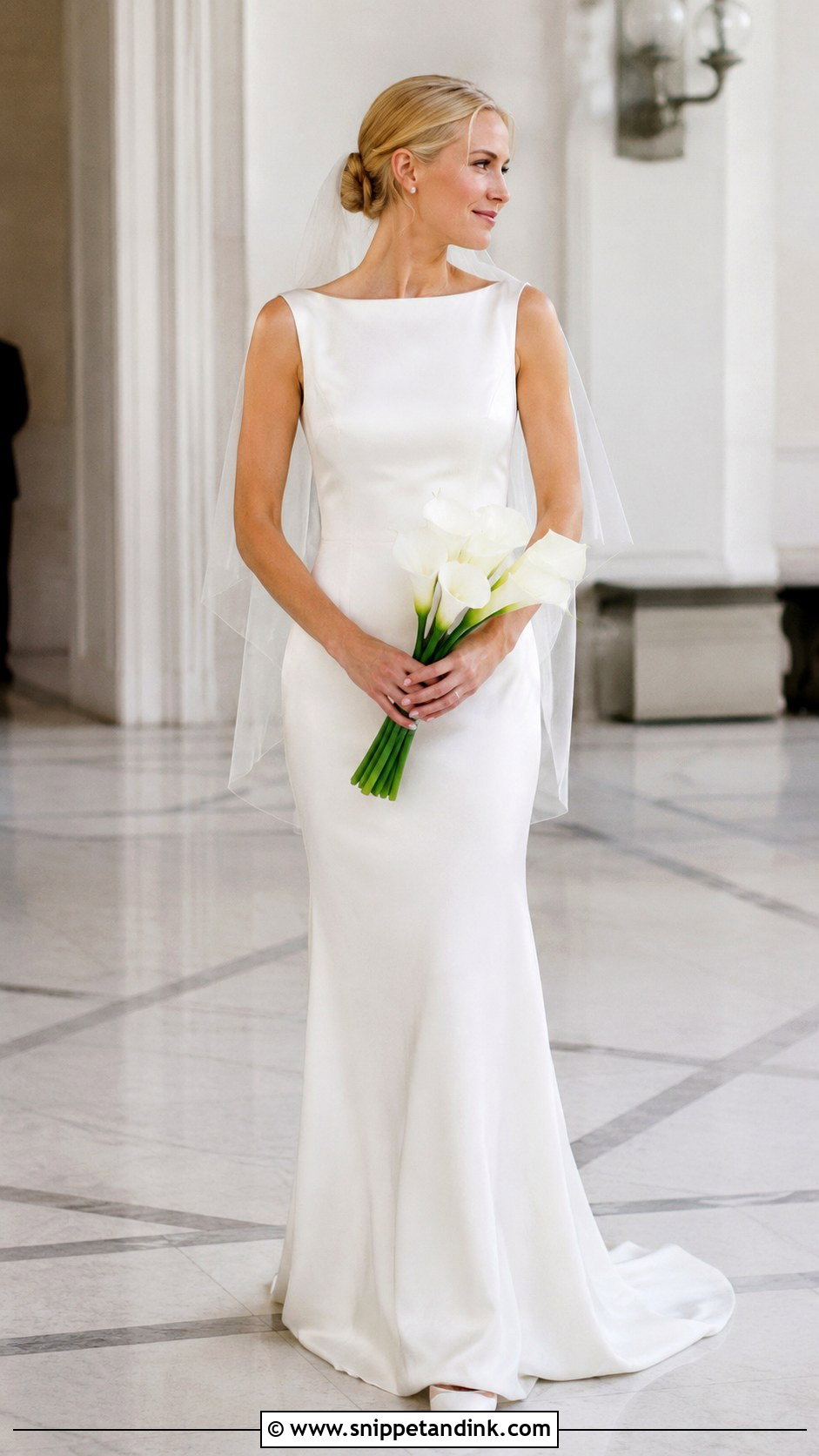 Carolyn Bessette Bateau Neck Wedding Dress - Snippet and Ink - 20 Carolyn Bessette Wedding Dress Ideas