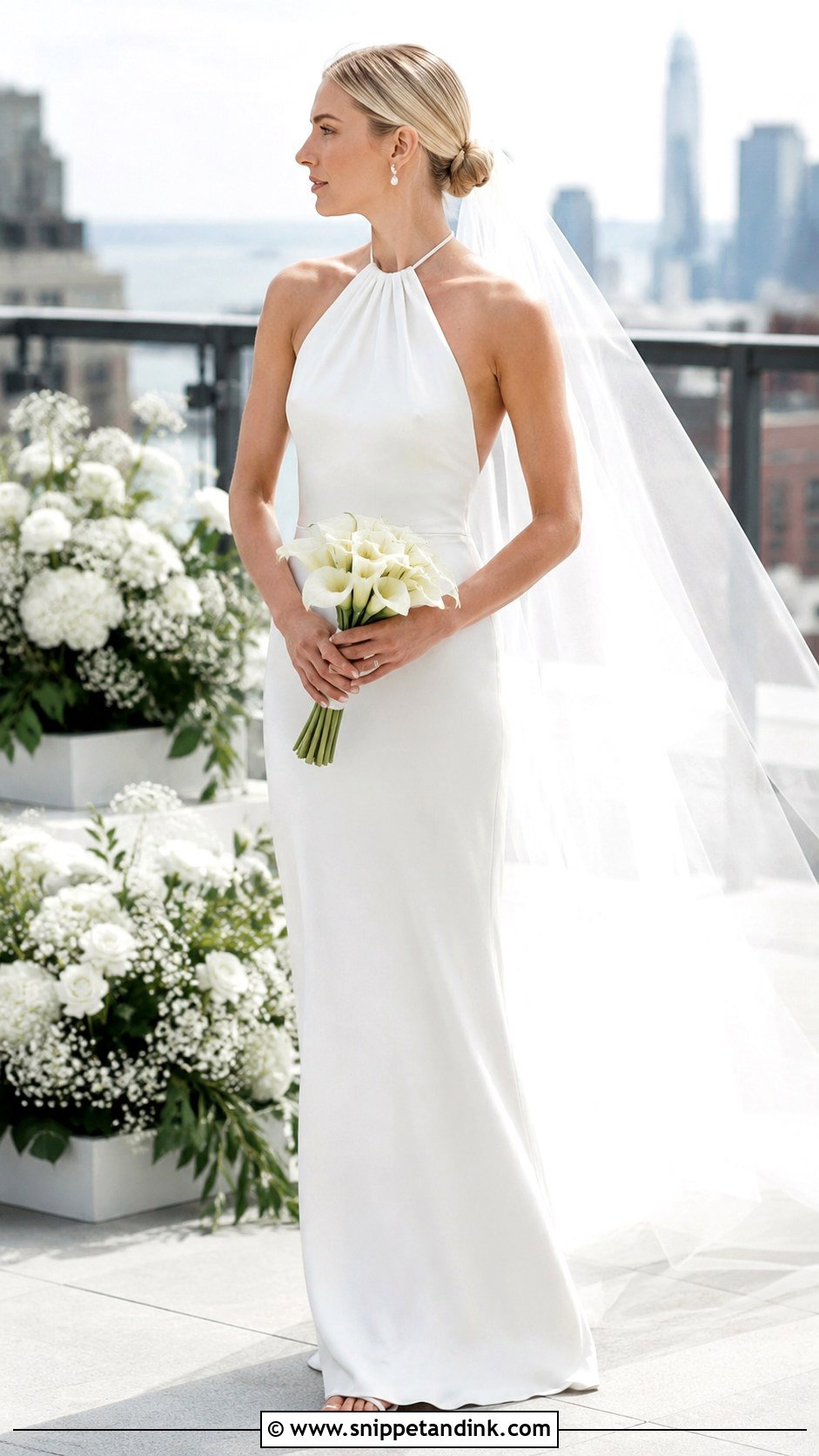 Carolyn Bessette Halter Neck Wedding Dress - Snippet and Ink - 20 Carolyn Bessette Wedding Dress Ideas
