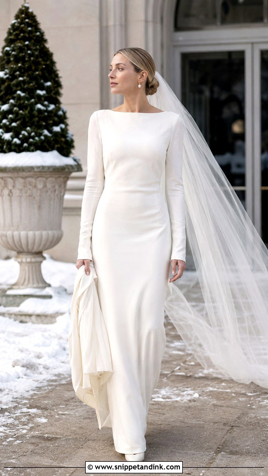 Carolyn Bessette Long Sleeve Wedding Dress - Snippet and Ink - 20 Caroline Bassett Wedding Dress Ideas