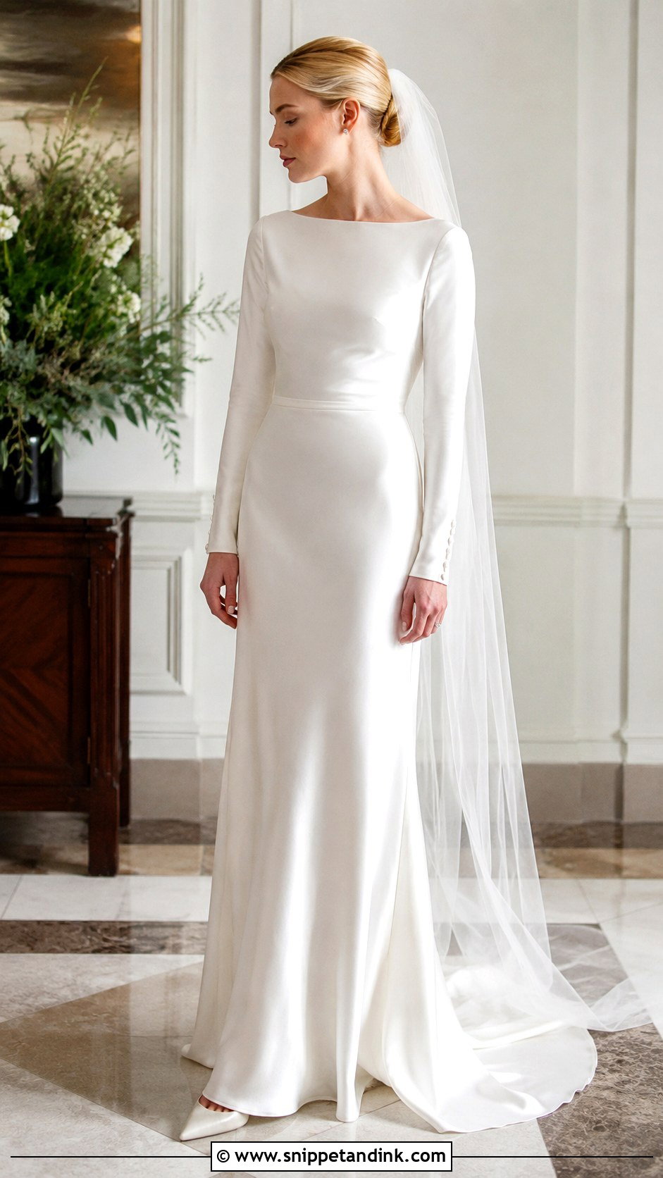 Carolyn Bessette Long Sleeve Wedding Dress - Snippet and Ink - 20 Carolyn Bessette Wedding Dress Ideas
