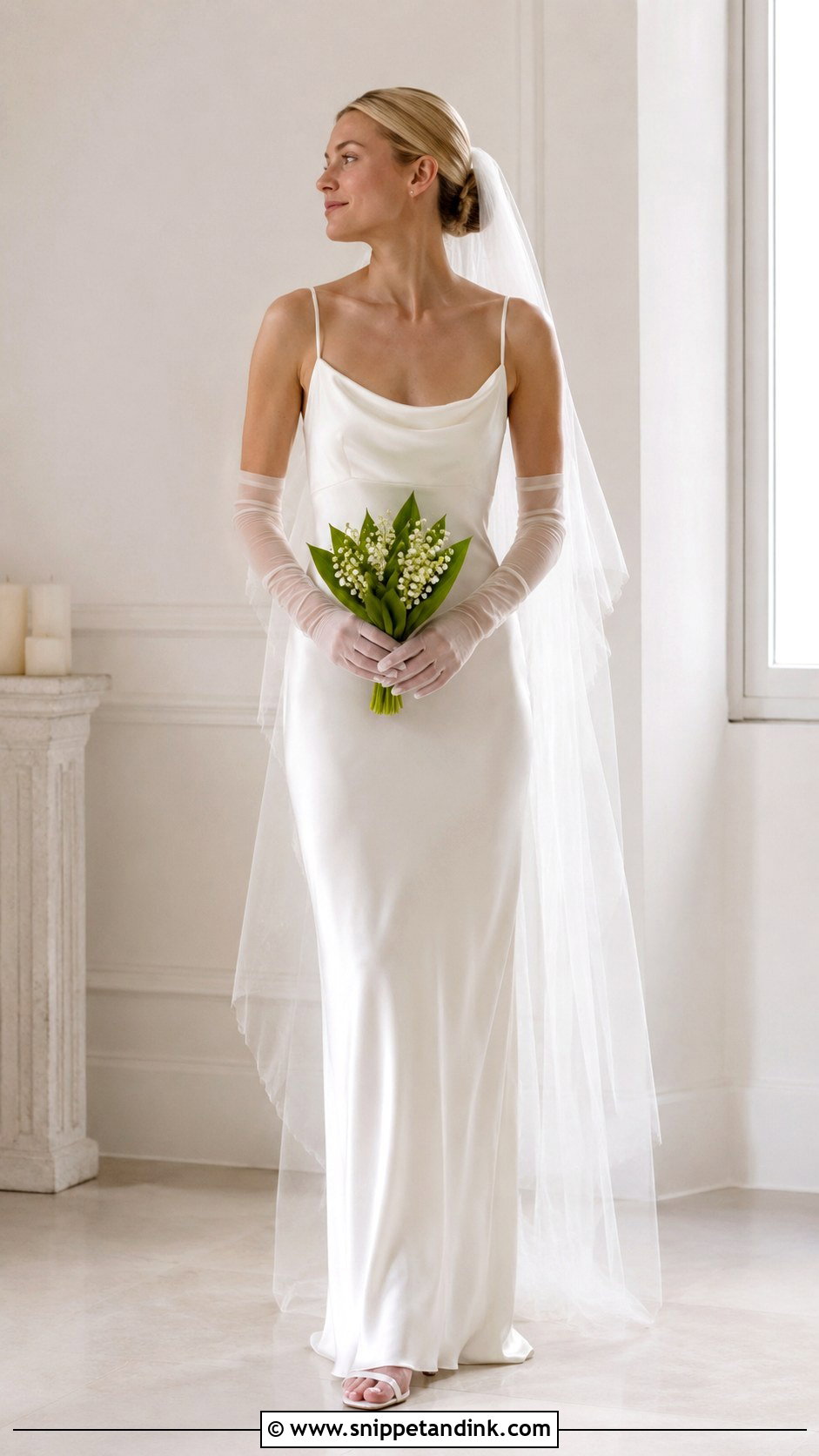 Carolyn Bessette Silk Cowl Neck Wedding Dress - Snippet and Ink - 20 Carolyn Bessette Wedding Dress Ideas