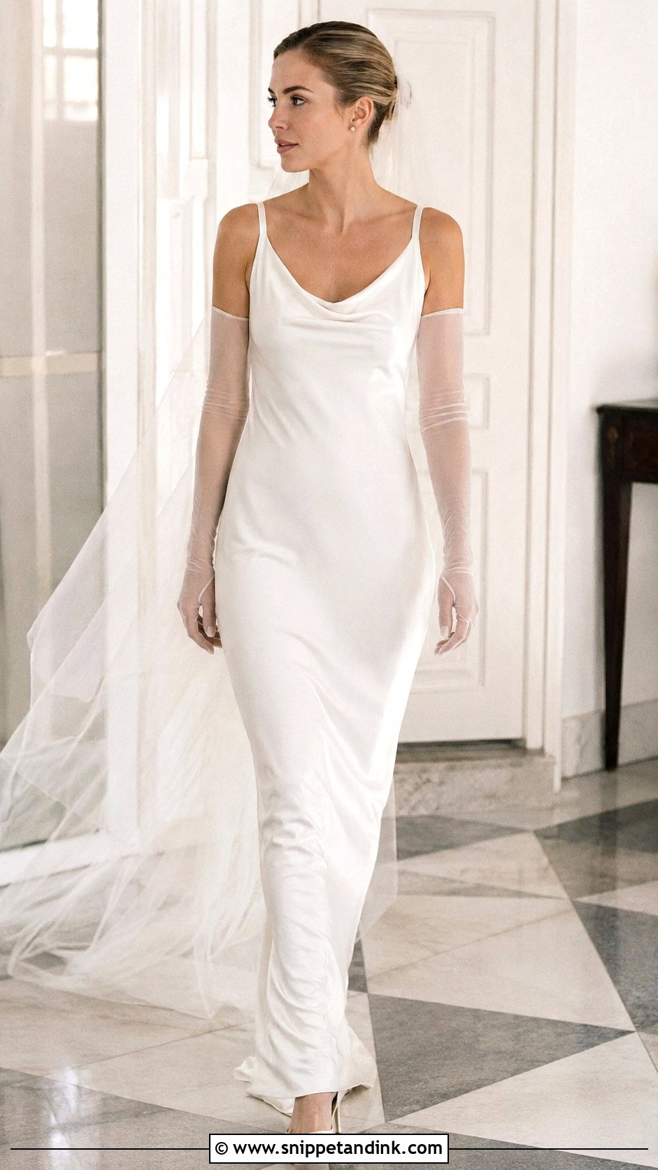 Carolyn Bessette Wedding Dress With Gloves - Snippet and Ink - 20 Caroline Bassett Wedding Dress Ideas