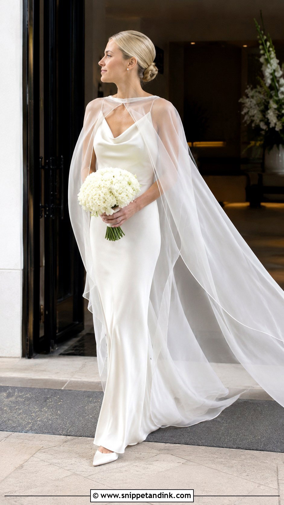 Carolyn Bessette Wedding Dress With Silk Cape - Snippet and Ink - 20 Carolyn Bessette Wedding Dress Ideas