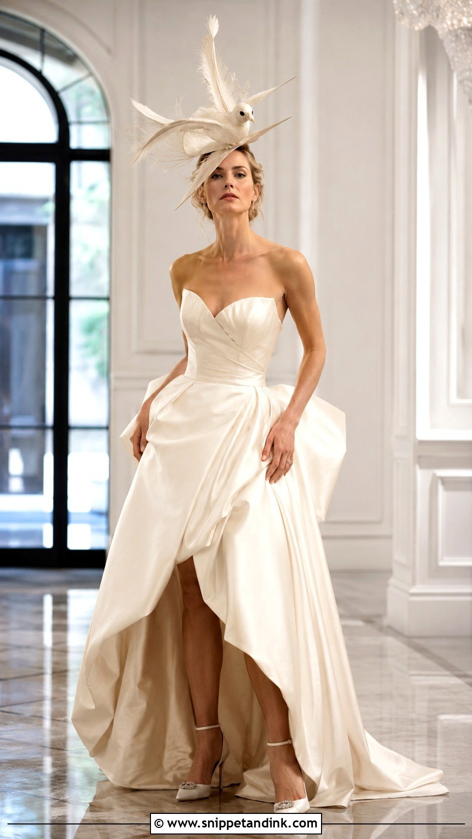 Carrie Bradshaw Bird Headpiece Wedding Dress - Snippet and Ink - 25 Carrie Bradshaw Wedding Dress Ideas