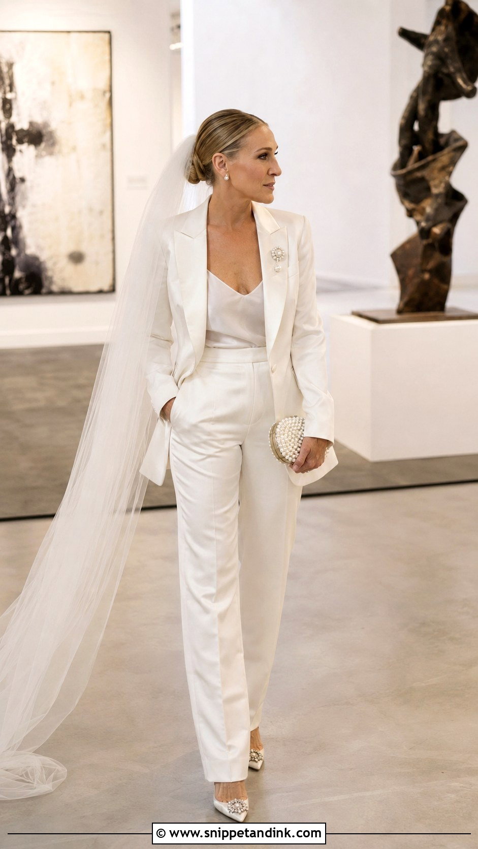 Carrie Bradshaw Bridal Tuxedo Outfit - Snippet and Ink - 20 Carrie Bradshaw Wedding Ideas
