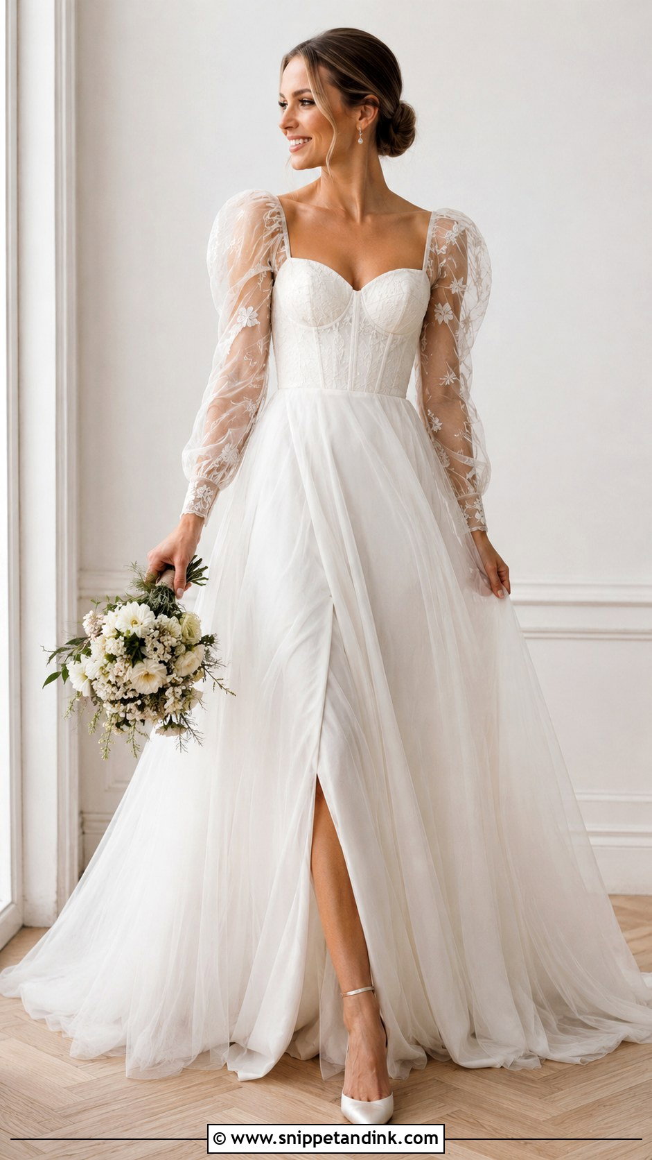 Carrie Bradshaw Sheer Sleeve Wedding Dress - Snippet and Ink - 25 Carrie Bradshaw Wedding Dress Ideas