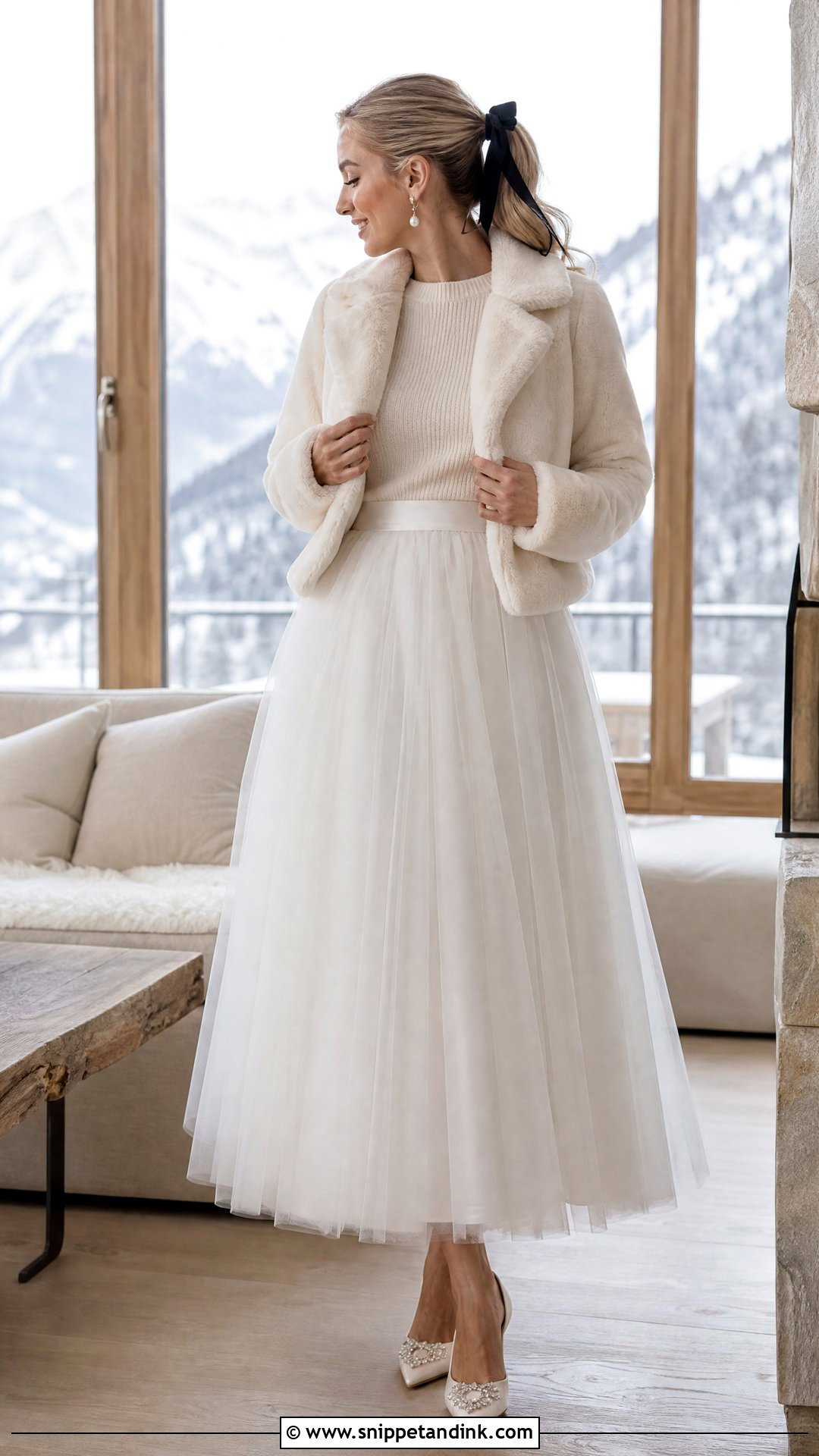 Cashmere Sweater And Tulle Skirt Bride Outfit - Snippet and Ink - 20 Winter Bride Outfits