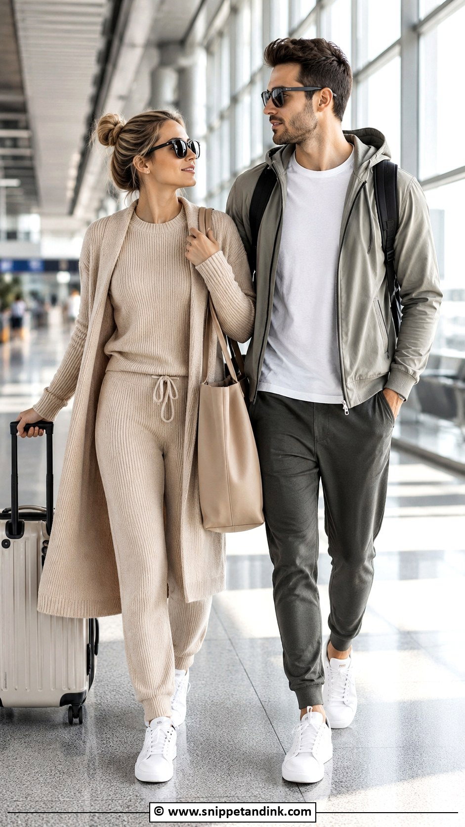 Casual Airport Couple Fit - Snippet and Ink - 30 Couple Fits Ideas