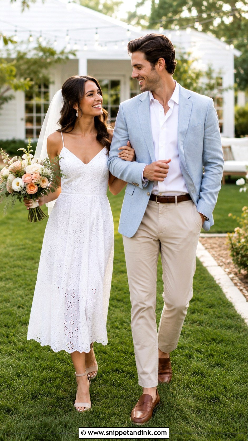 Casual Backyard Bridal Couple Outfit - Snippet and Ink - 20 Bridal Couple Ideas