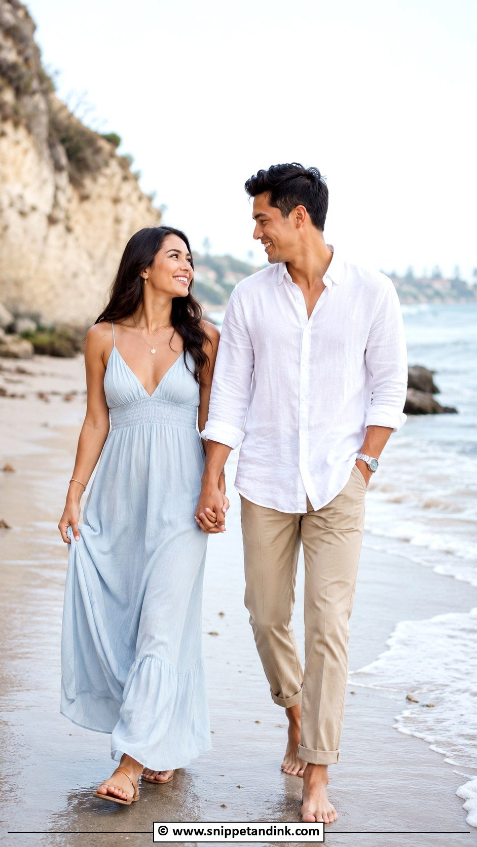 Casual Beach Couples Photoshoot Outfit - Snippet and Ink - 30 Couples Photoshoot Outfits