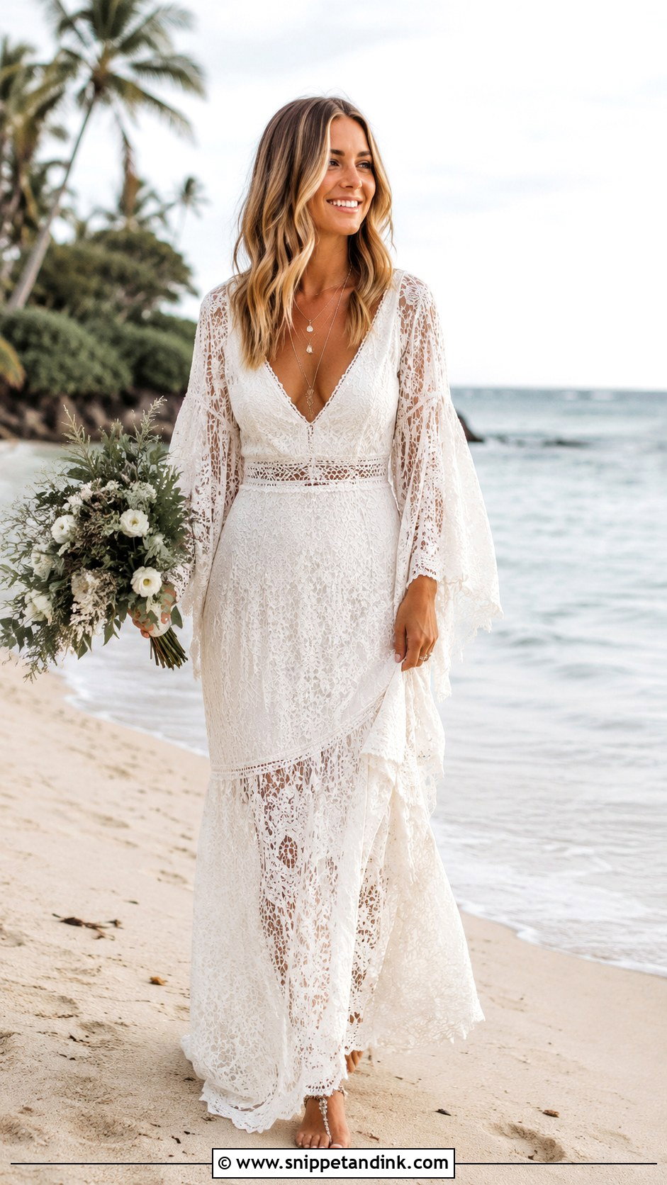 Casual Beach Wedding Dress With Boho Lace Maxi - Snippet and Ink - 25 Casual Beach Wedding Dresses