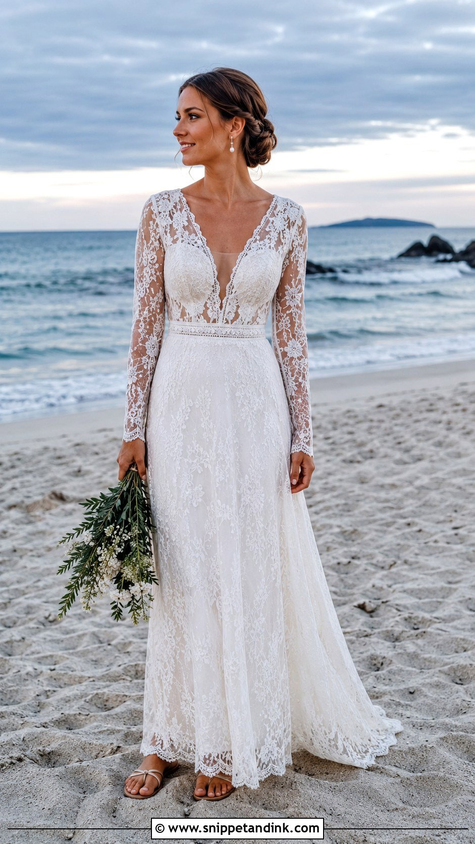 Casual Beach Wedding Dress With Long Sleeve Lace - Snippet and Ink - 25 Casual Beach Wedding Dresses