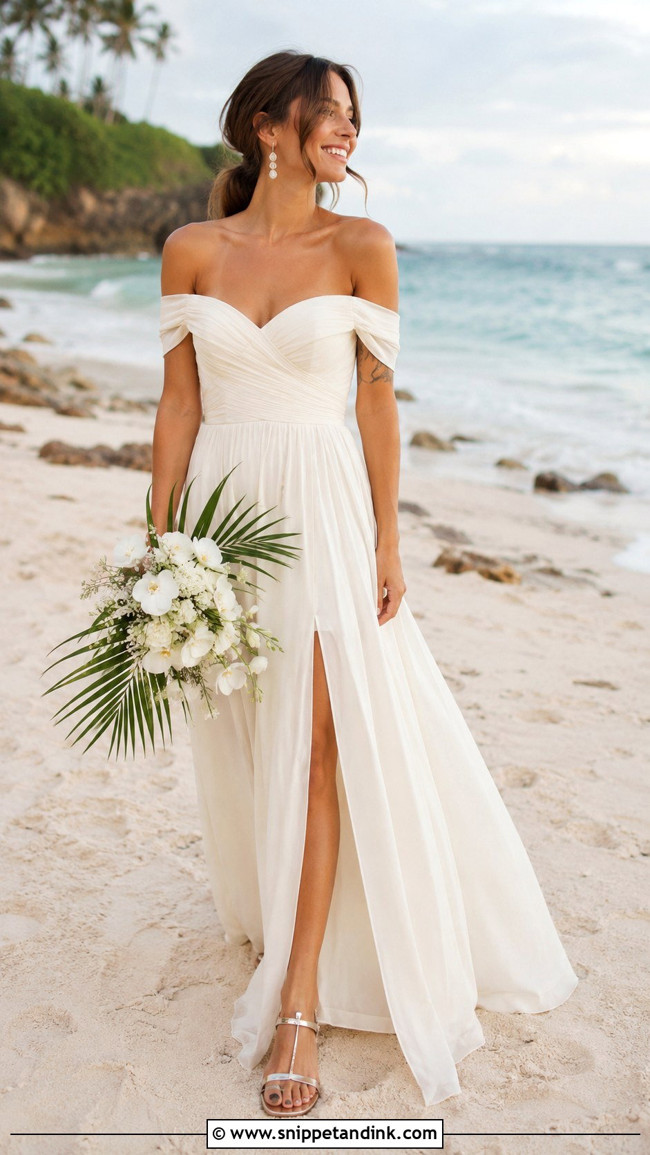 Casual Beach Wedding Dress With Off Shoulder Maxi - Snippet and Ink - 25 Casual Beach Wedding Dresses
