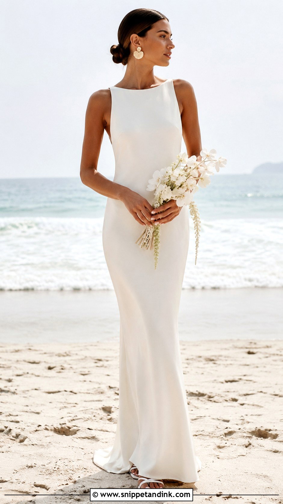 Casual Beach Wedding Dress With Simple Crepe Gown - Snippet and Ink - 25 Casual Beach Wedding Dresses