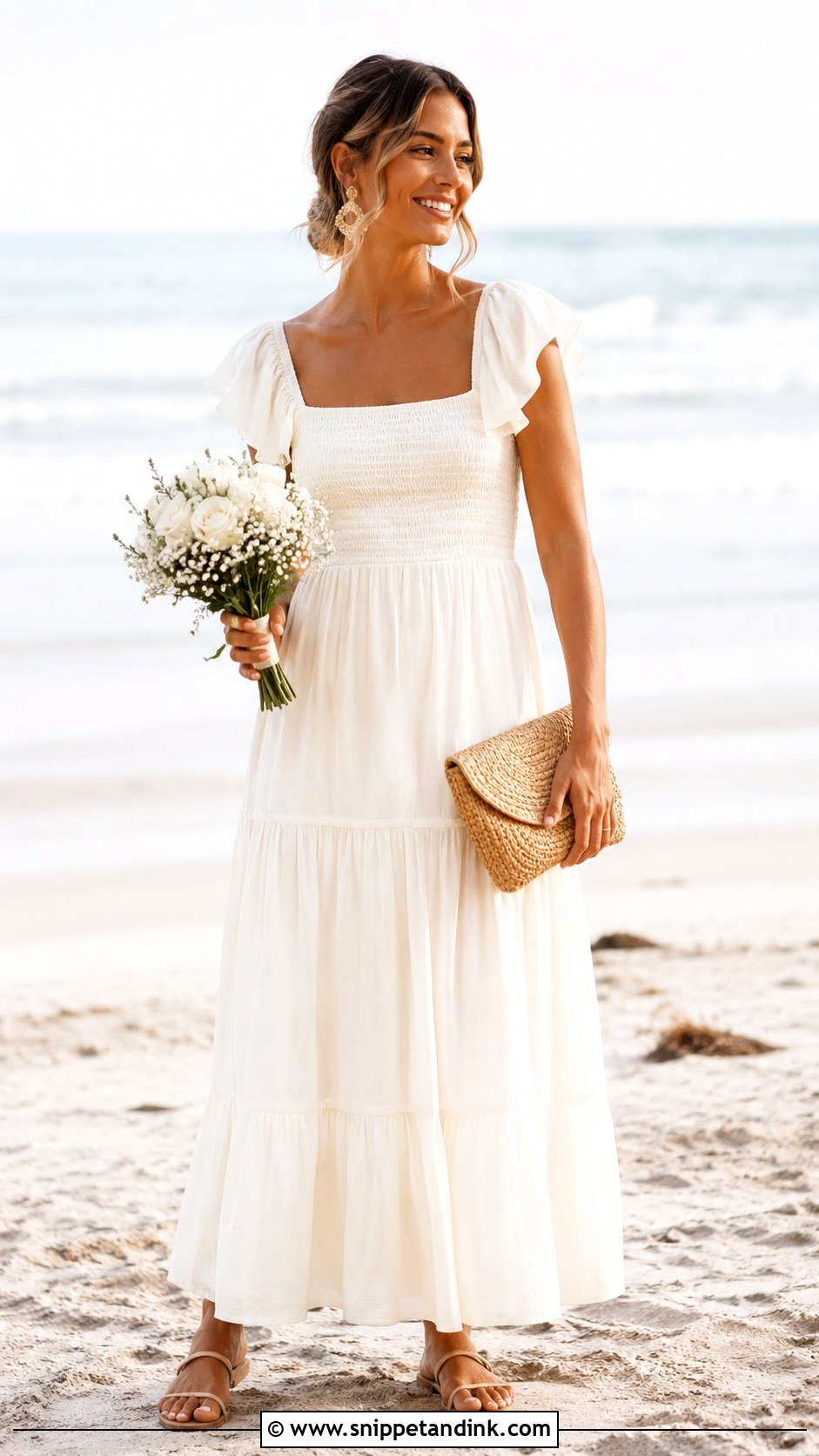 Casual Beach Wedding Dress With Smocked Bodice - Snippet and Ink - 25 Casual Beach Wedding Dresses