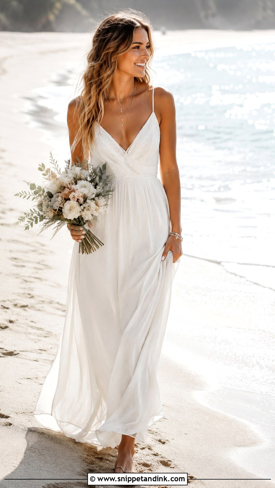 Casual Beach Wedding Dress With Spaghetti Strap Maxi - Snippet and Ink - 25 Casual Beach Wedding Dresses
