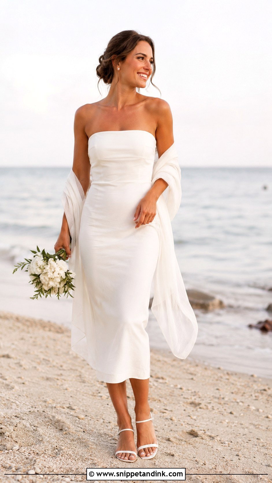 Casual Beach Wedding Dress With Strapless Midi - Snippet and Ink - 25 Casual Beach Wedding Dresses