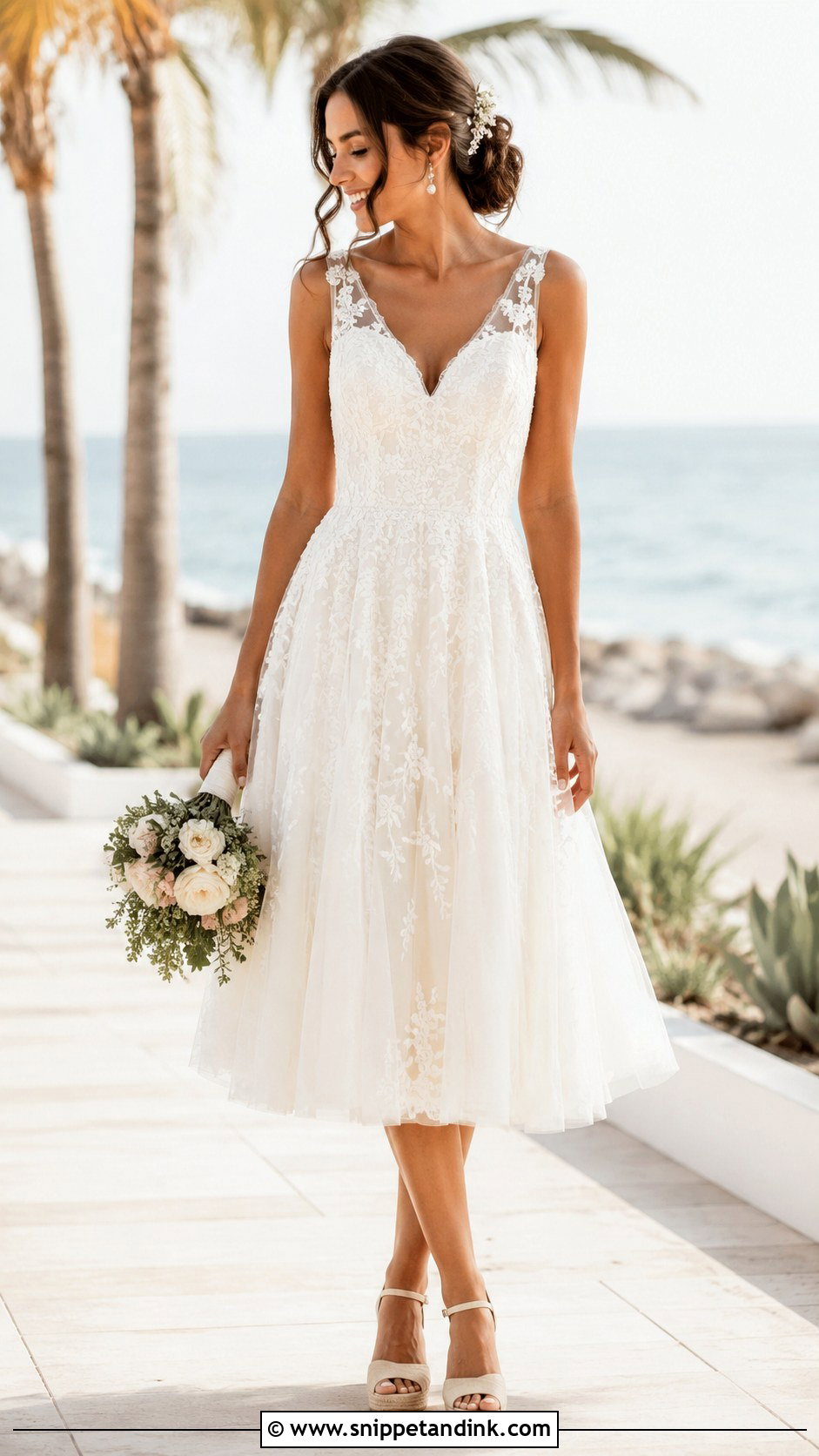 Casual Beach Wedding Dress With Tea Length Dress - Snippet and Ink - 25 Casual Beach Wedding Dresses