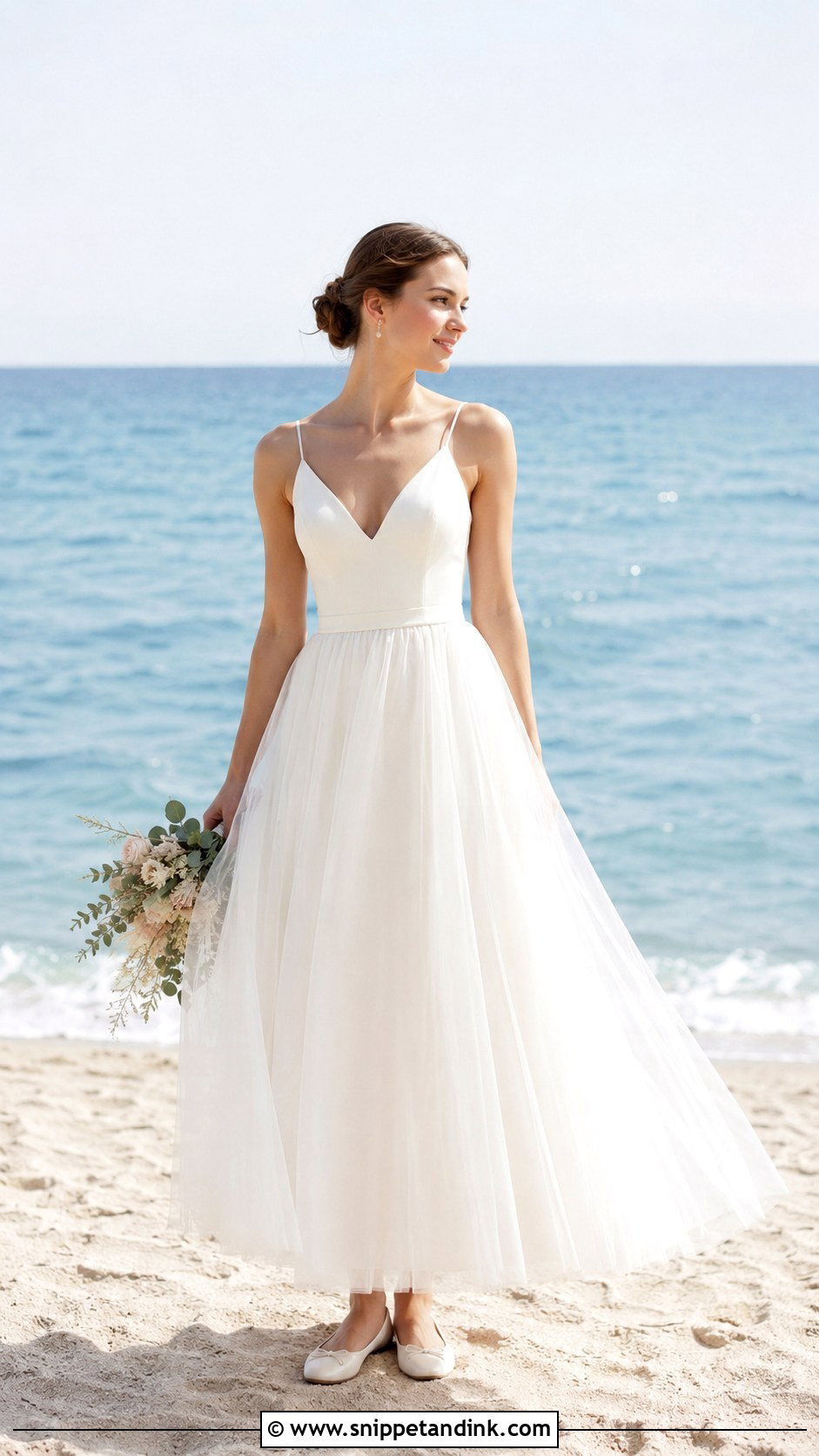 Casual Beach Wedding Dress With Tulle Skirt - Snippet and Ink - 25 Casual Beach Wedding Dresses