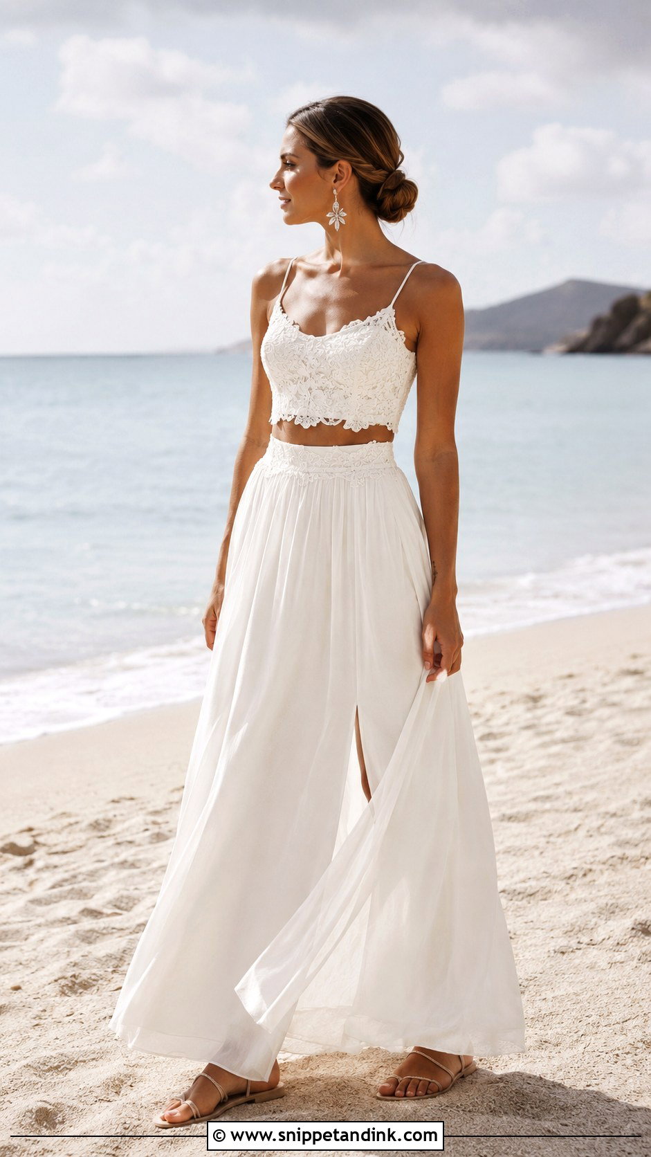Casual Beach Wedding Dress With Two Piece Set - Snippet and Ink - 25 Casual Beach Wedding Dresses