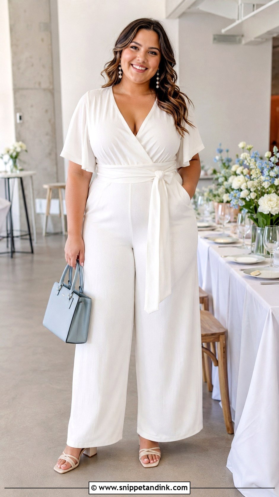 Casual Bridal Shower White Jumpsuit Outfit - Snippet and Ink - 20 Bridal Era Outfits