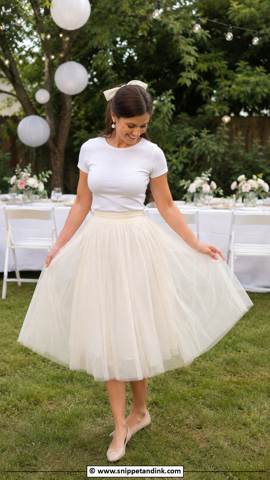 Casual Bridal T Shirt And Tulle Skirt Outfit - Snippet and Ink - 25 Casual Bridal Outfit Ideas