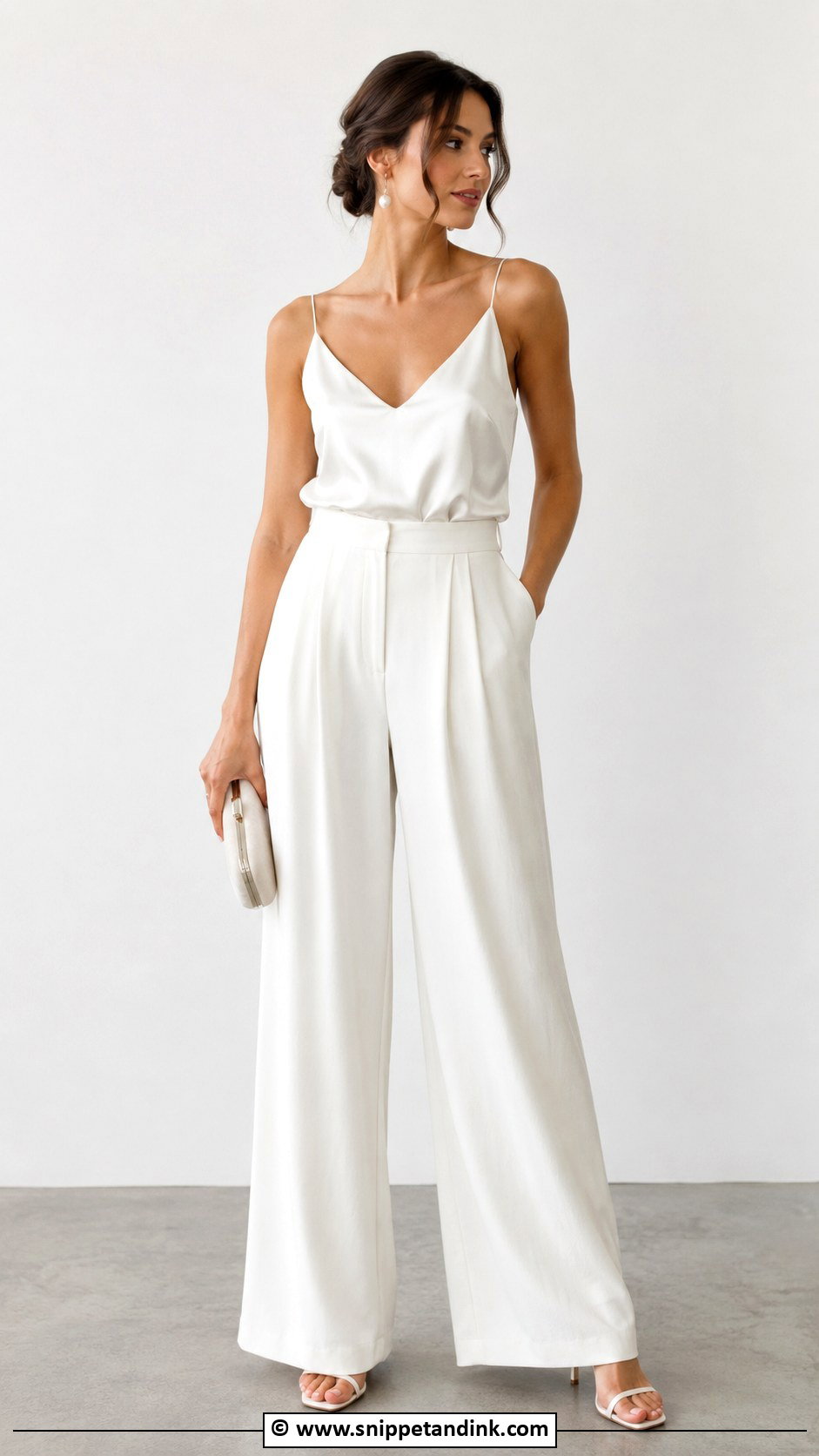 Casual Bridal Wide Leg Pants Outfit - Snippet and Ink - 25 Casual Bridal Outfit Ideas