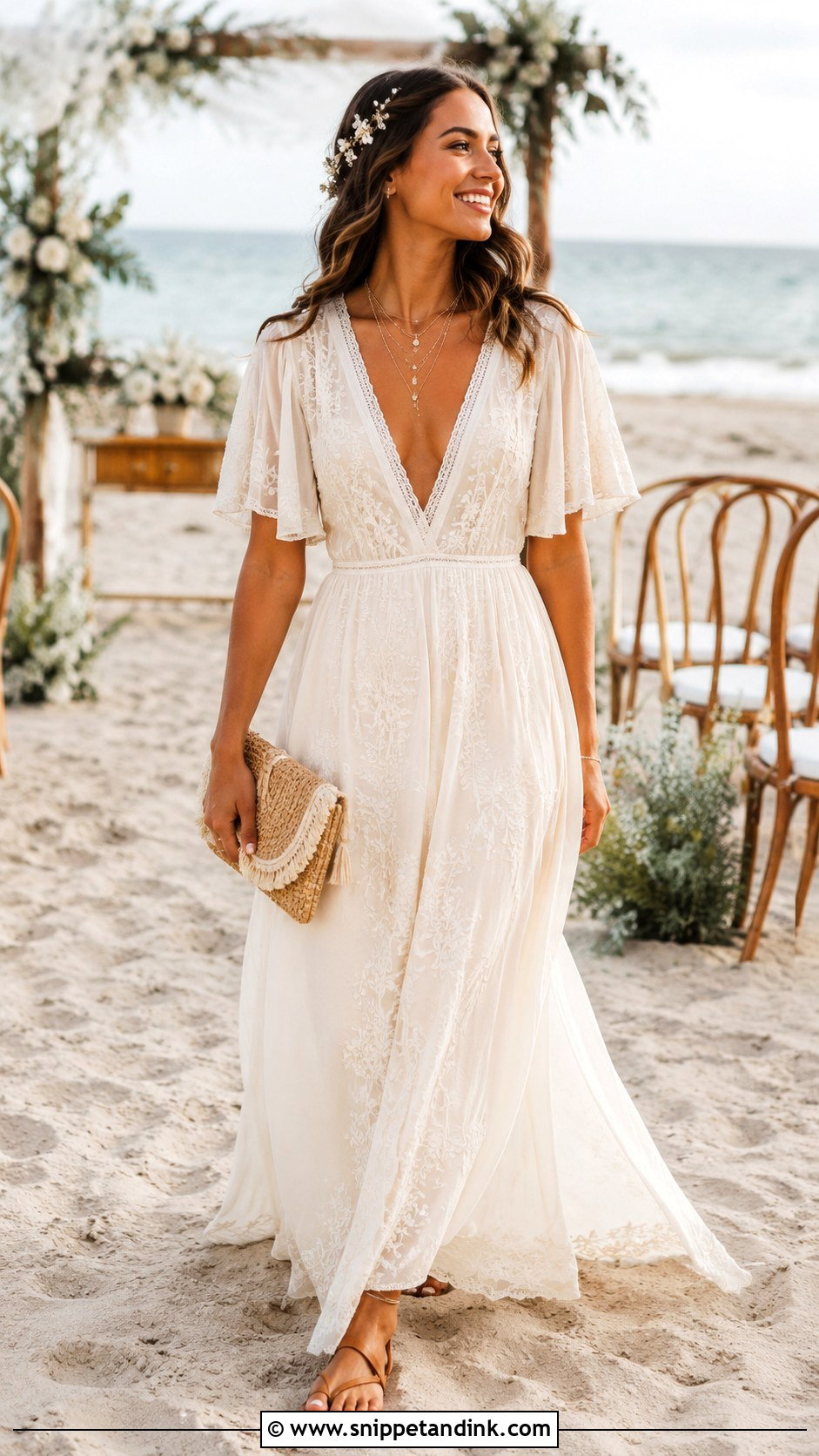Casual Bride Boho Maxi Dress And Flat Sandals Outfit - Snippet and Ink - 20 Casual Bride Outfits