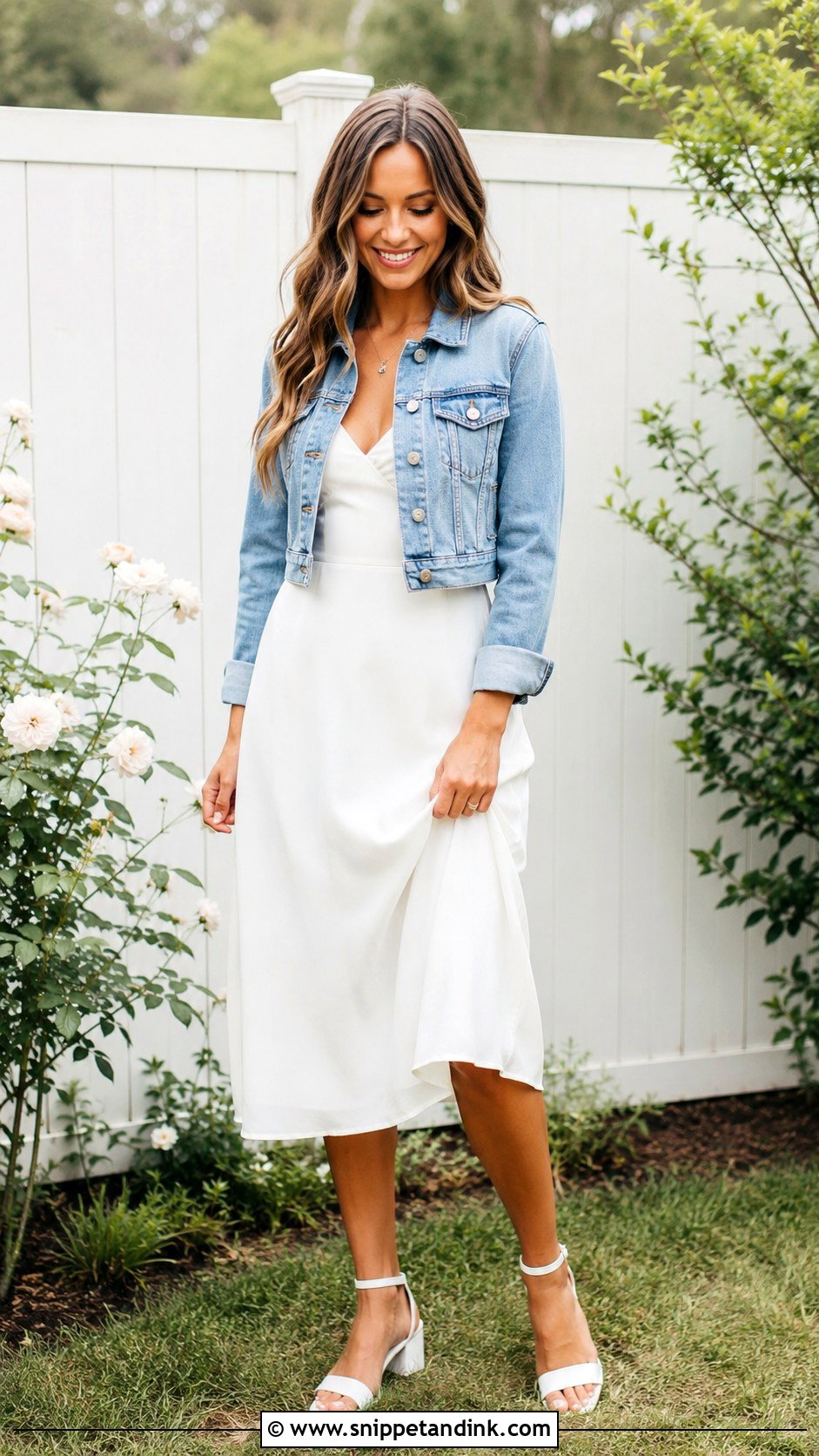 Casual Bride Denim Jacket Dress Outfit - Snippet and Ink - 25 Casual Bride Outfit Ideas