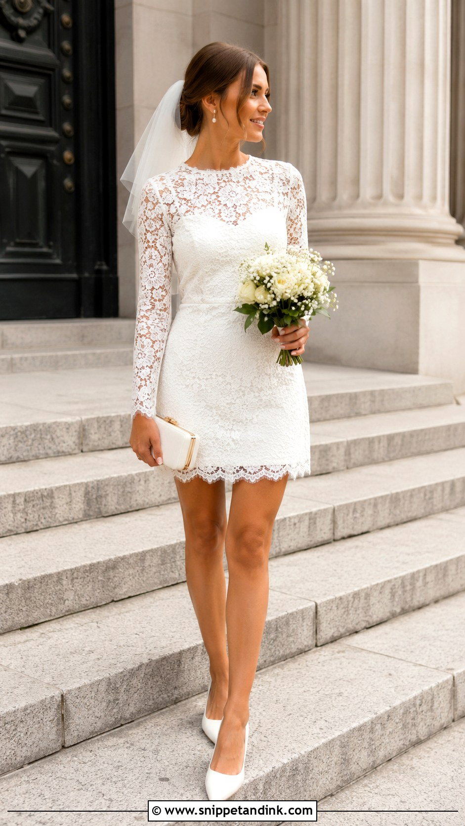 Casual Bride Lace Mini Dress - Snippet and Ink - 20 Casual Bride Dress Ideas