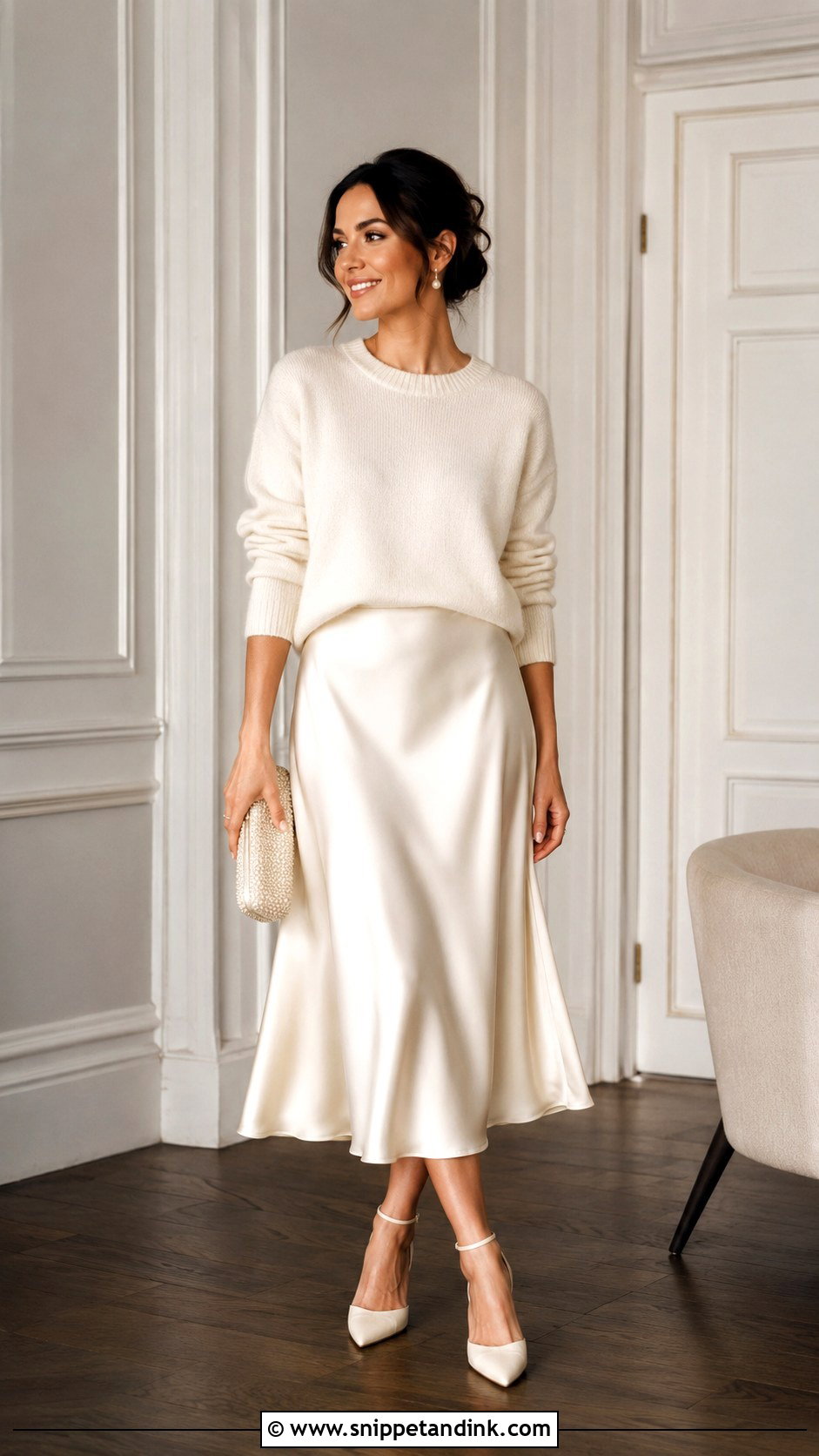 Casual Bride Midi Skirt And Sweater Outfit - Snippet and Ink - 20 Casual Bride Outfits