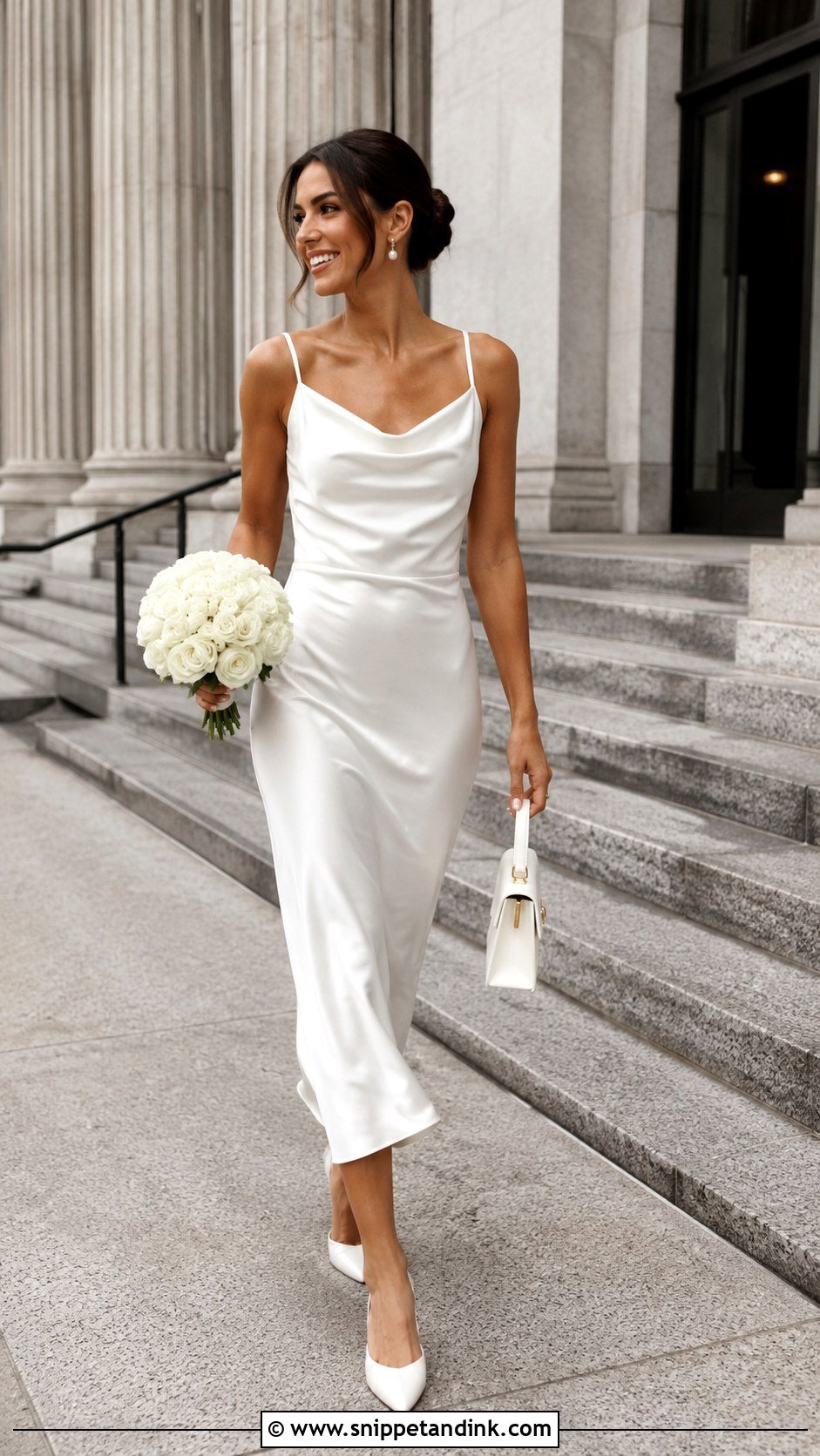 Casual Bride Satin Midi Dress - Snippet and Ink - 20 Casual Bride Dress Ideas