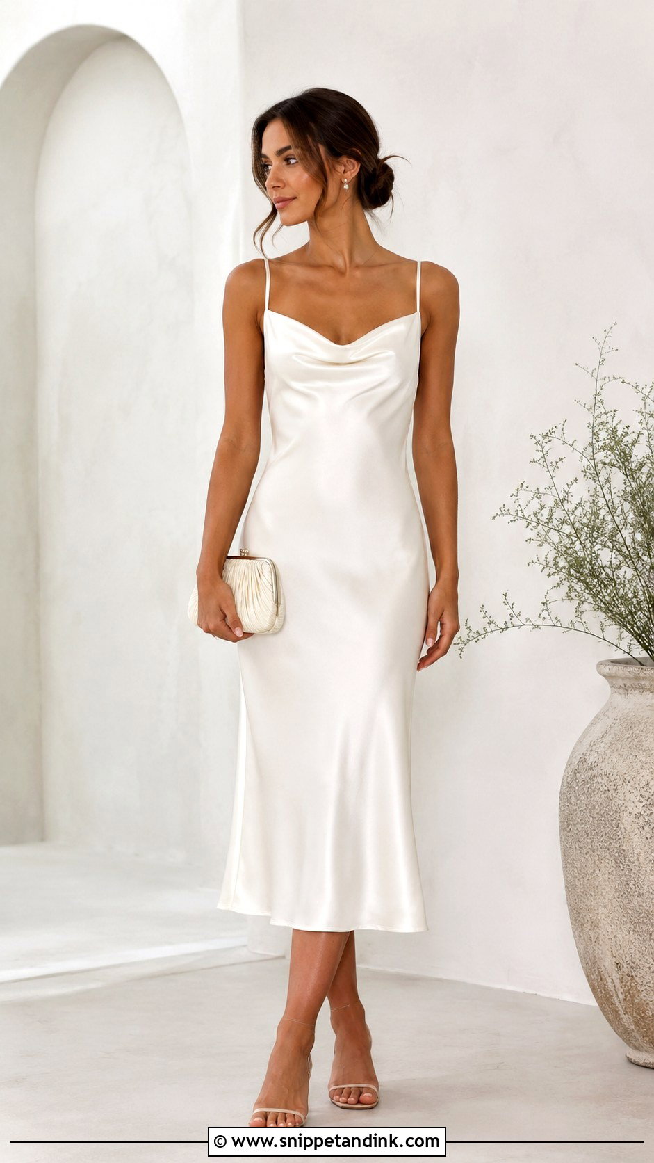 Casual Bride Satin Slip Dress - Snippet and Ink - 25 Casual Bride Outfit Ideas