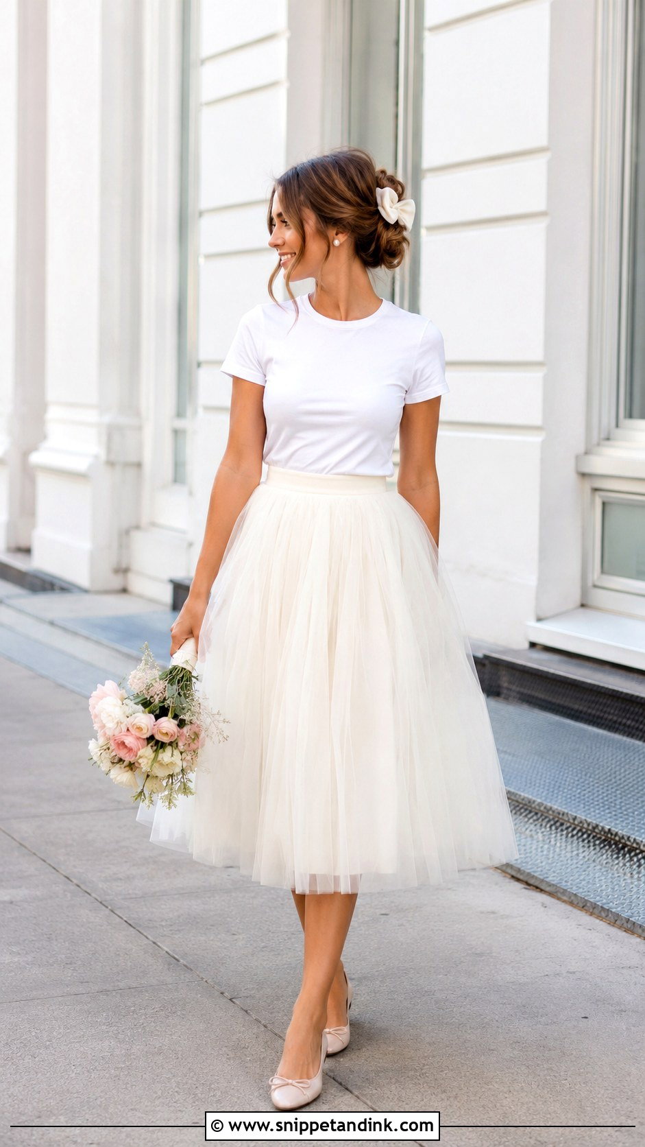 Casual Bride T Shirt And Tulle Skirt Outfit - Snippet and Ink - 25 Casual Bride Outfit Ideas