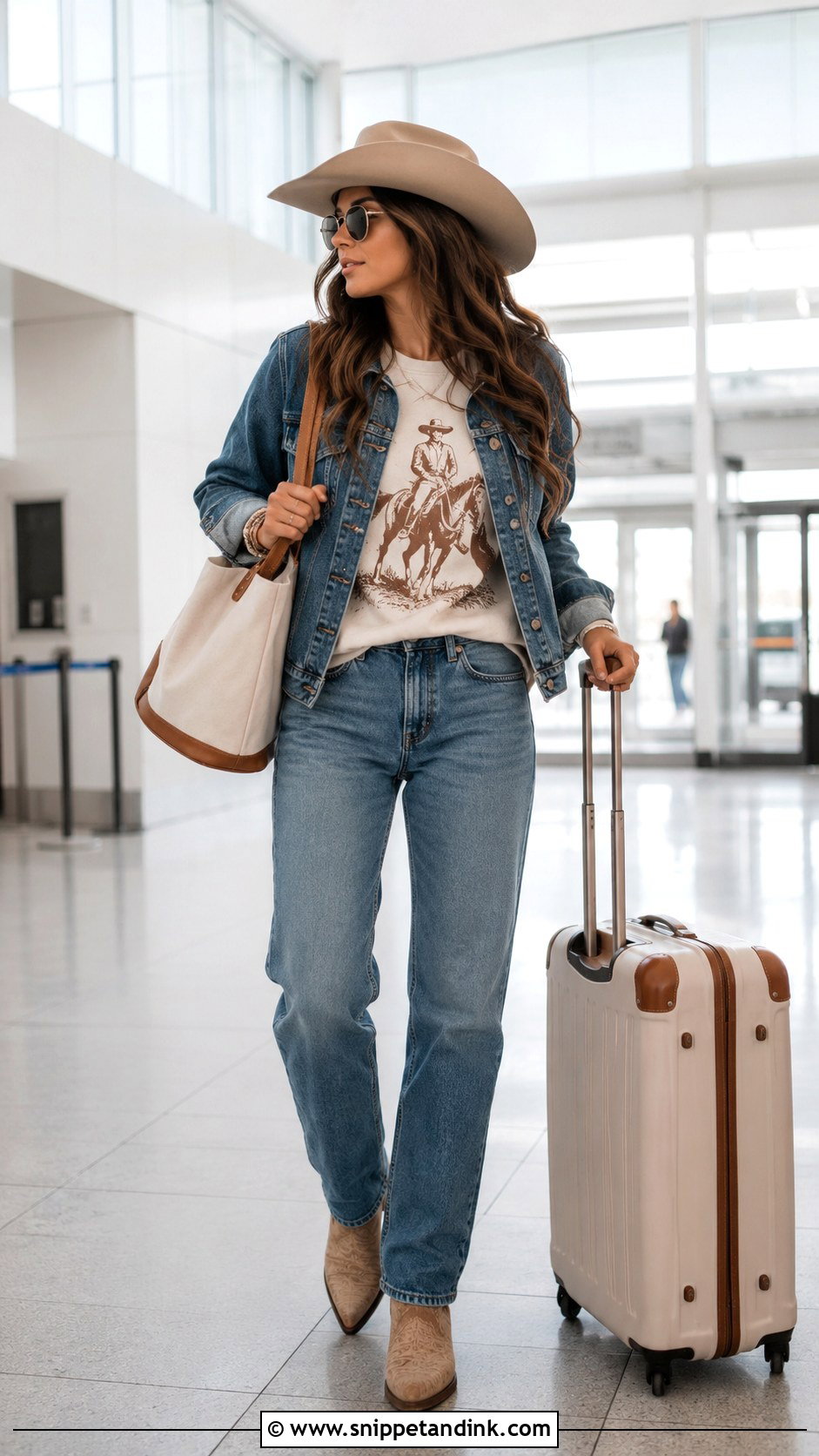 Casual Cowgirl Travel Outfit - Snippet and Ink - 30 Last Rodeo Bachelorette Party Outfit Ideas