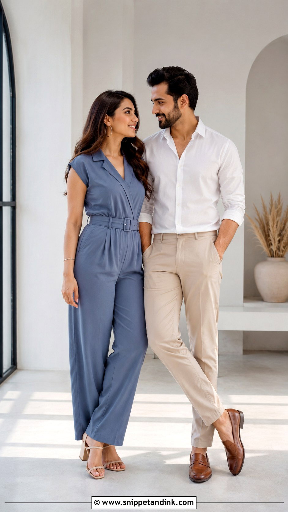 Casual Jumpsuit Indoor Prewed Outfit - Snippet and Ink - 20 Prewed Casual Indoor Ideas
