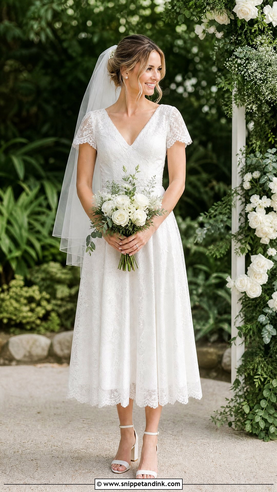 Casual Lace Midi Wedding Dress - Snippet and Ink - 25 Relaxed Wedding Dress Ideas