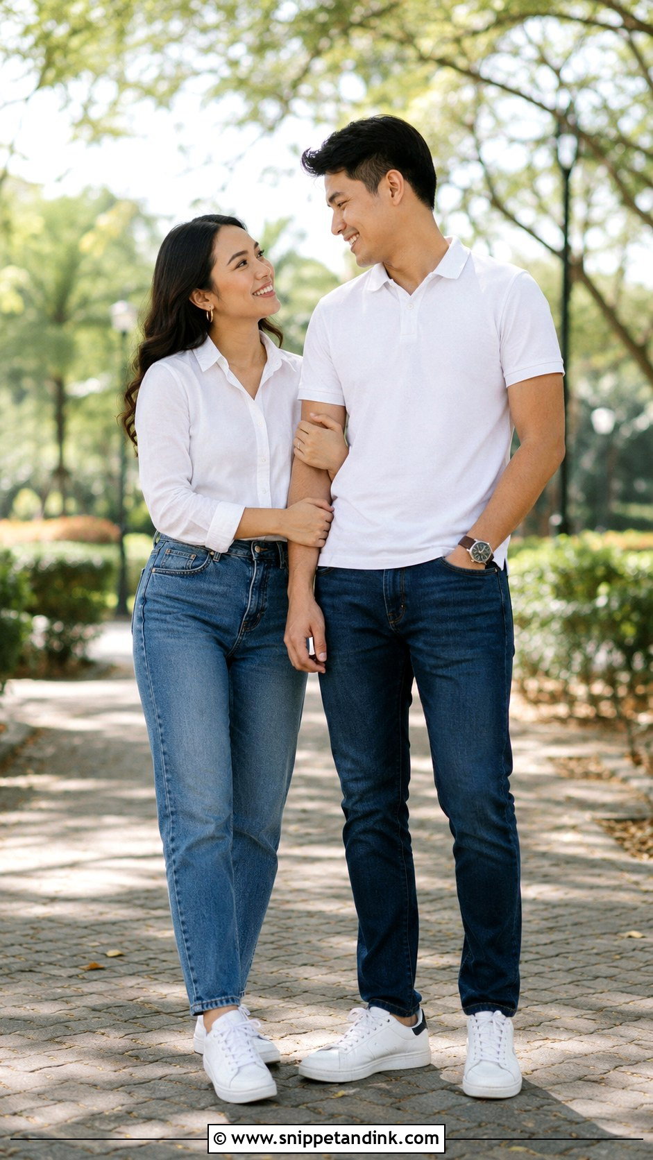 Casual Prenup Jeans And White Shirt Outfit - Snippet and Ink - 25 Prenup Outfit Ideas Philippines