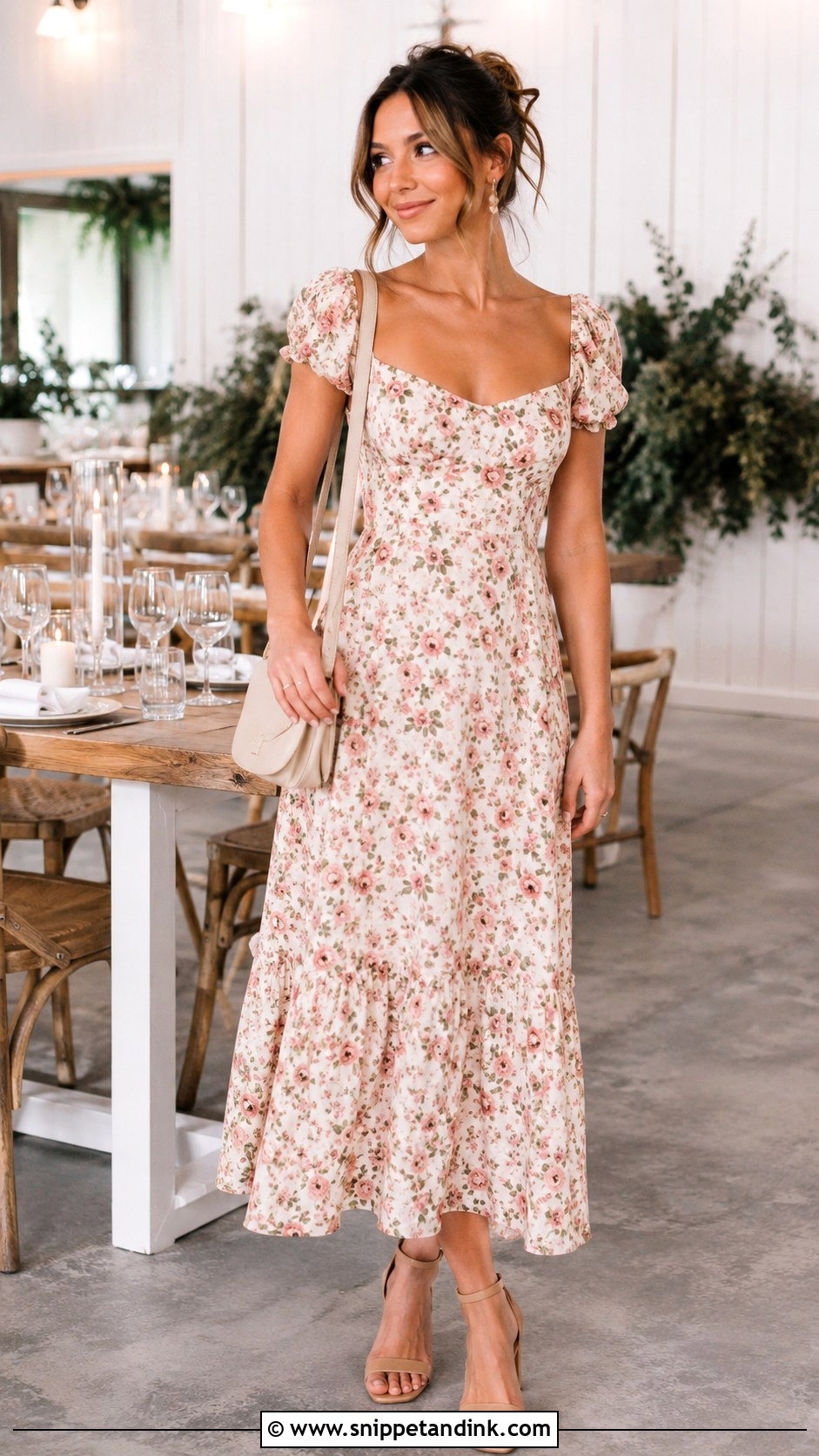 Casual Rehearsal Dinner Midi Dress Outfit - Snippet and Ink - 25 Casual Rehearsal Dinner Outfit Ideas